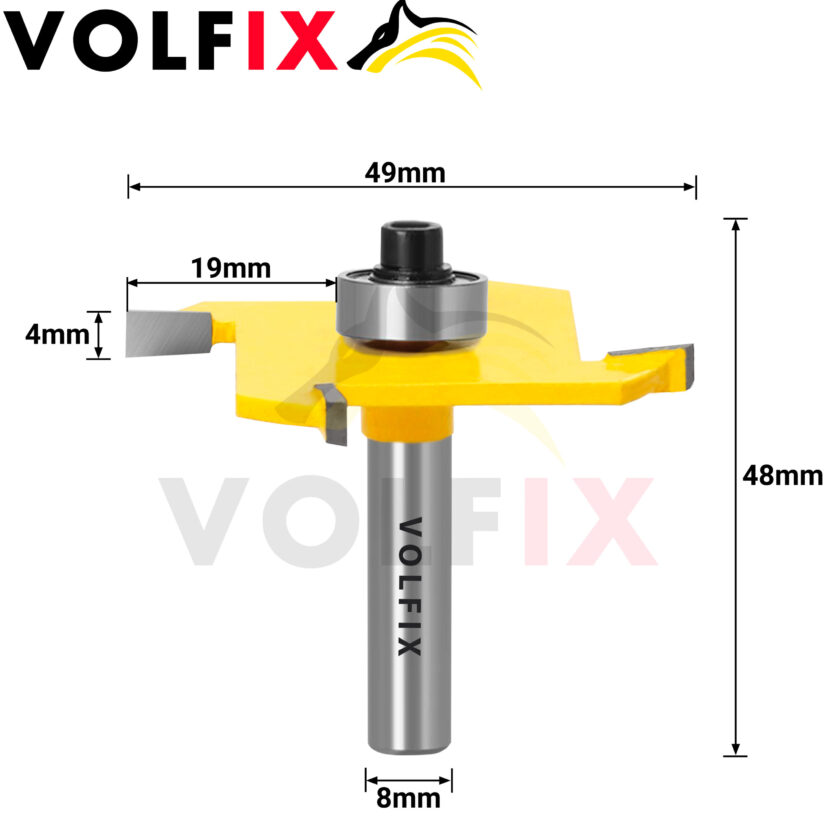 Фреза кромкова пазова для вибірки четверті VOLFIX FZ-120-344 h4 d8