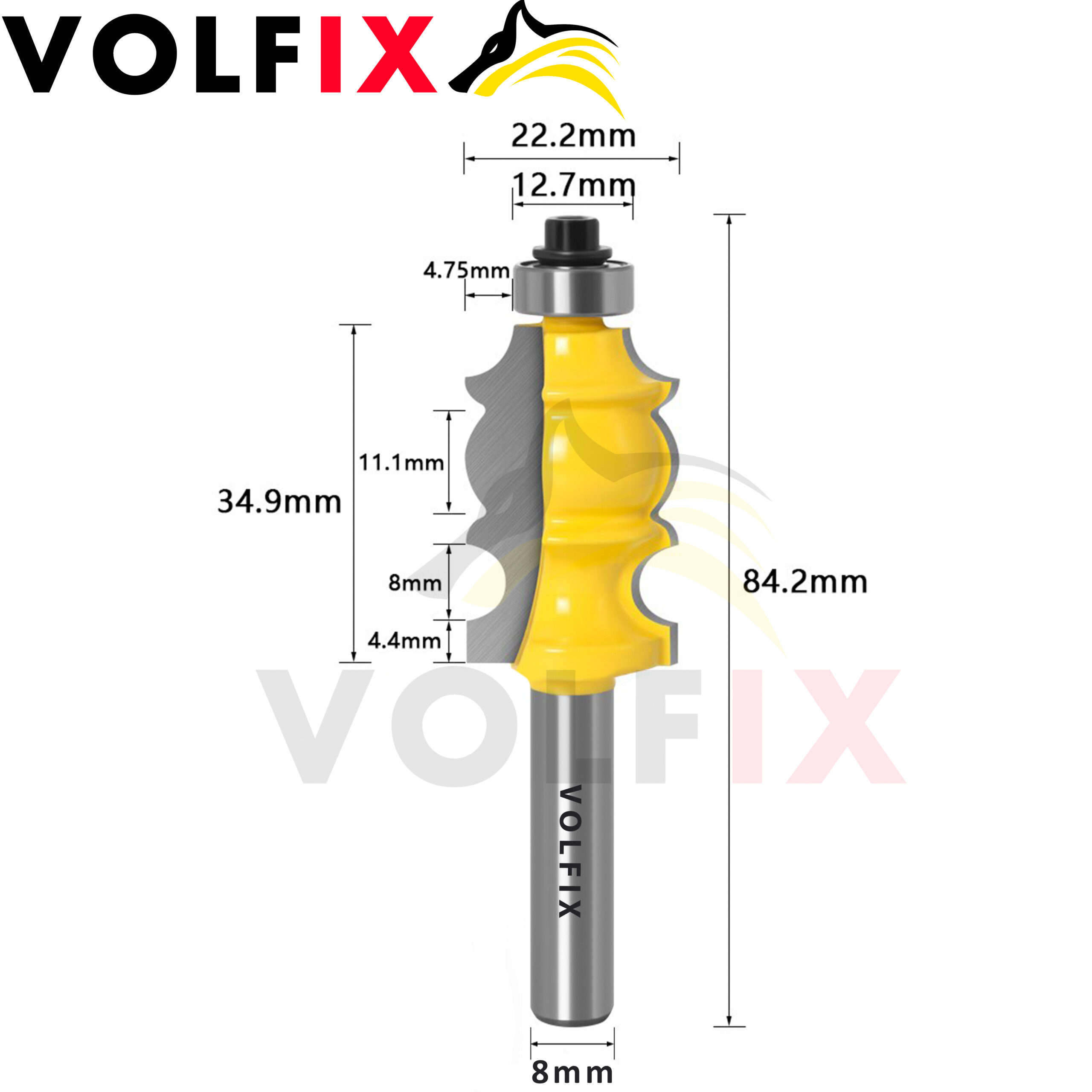 Фігурна кромкова фреза VOLFIX FZ-120-212 d8