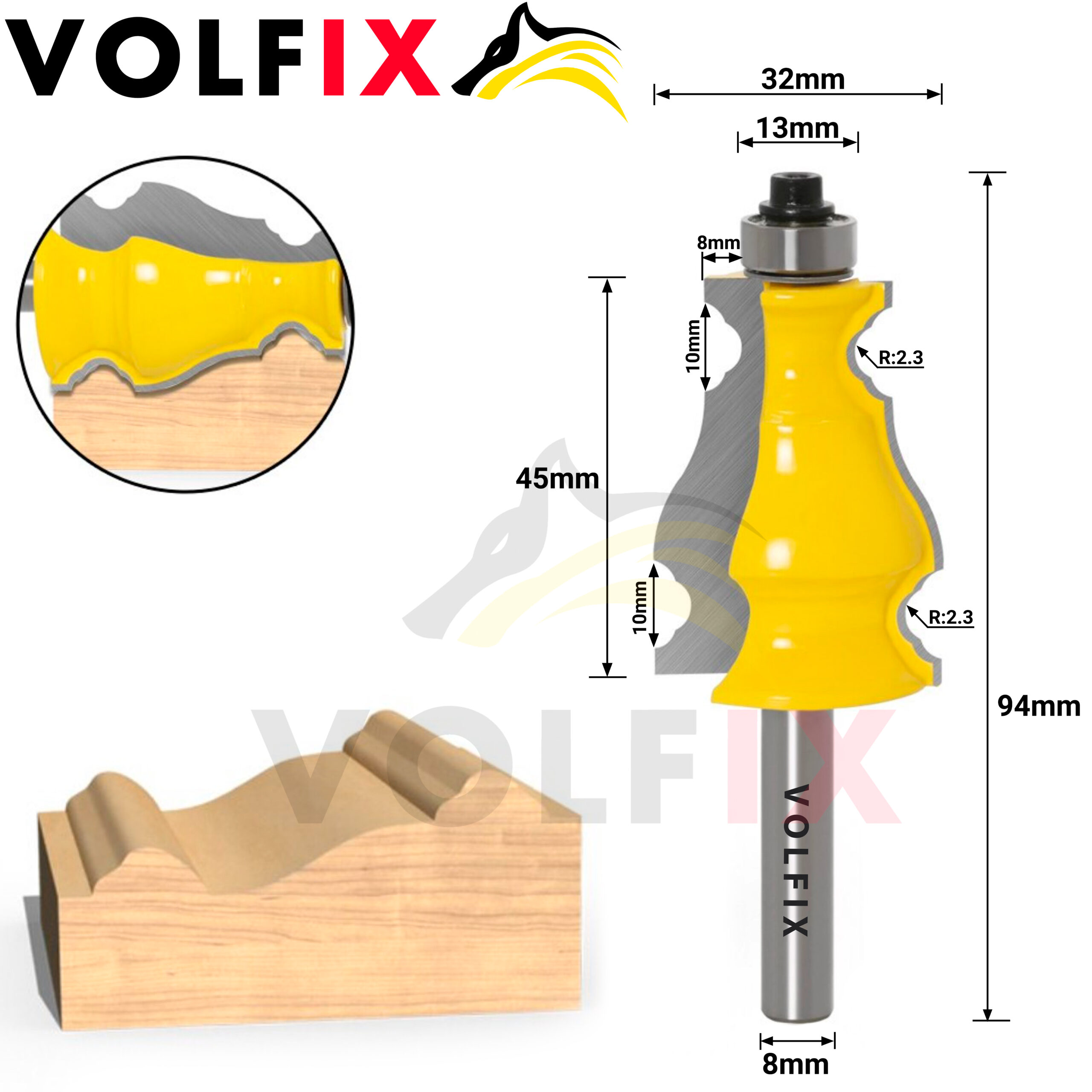 Фігурна кромкова фреза VOLFIX FZ-120-216 d8