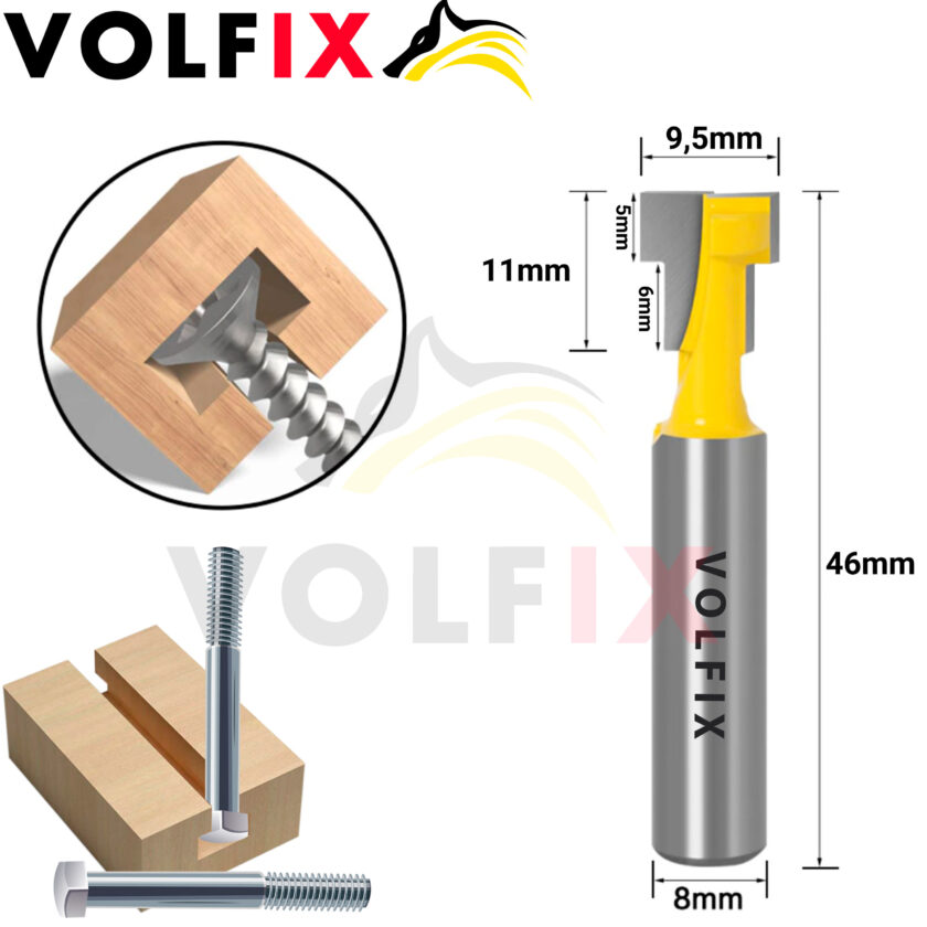 Фреза Т-образна пазова VOLFIX FZ-120-351 d8 D9,5