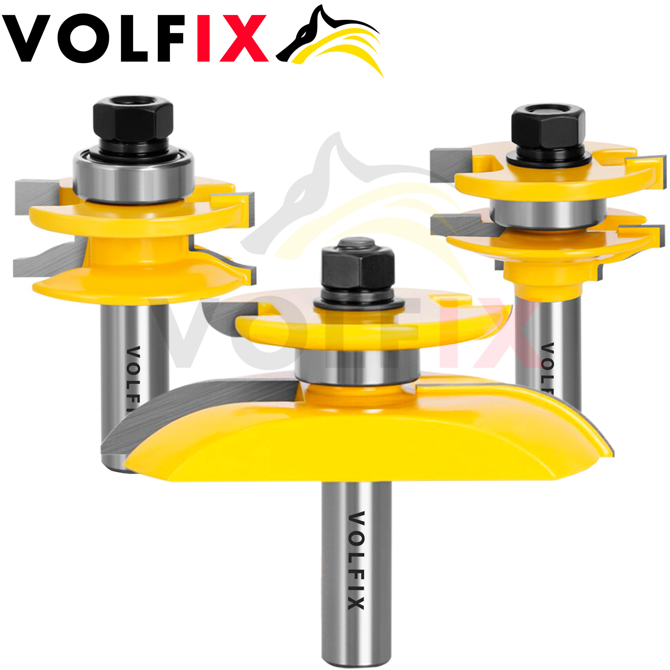 Комплект фрез №4 VOLFIX з 3-х фрез для мебельної обв'язки з фільонкою