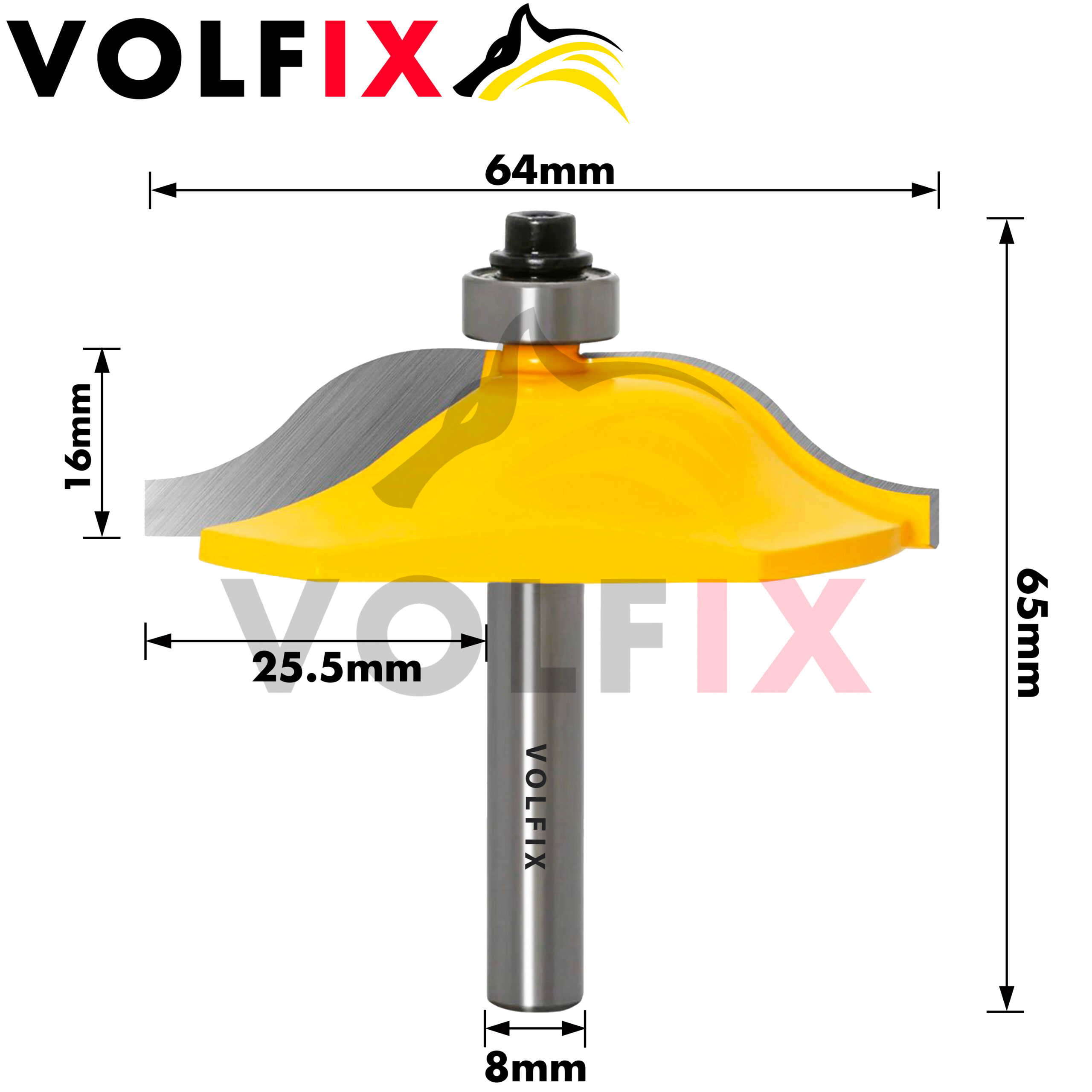 Комплект фрез №2 VOLFIX з 3-х фрез для мебельної обв'язки з фільонкою