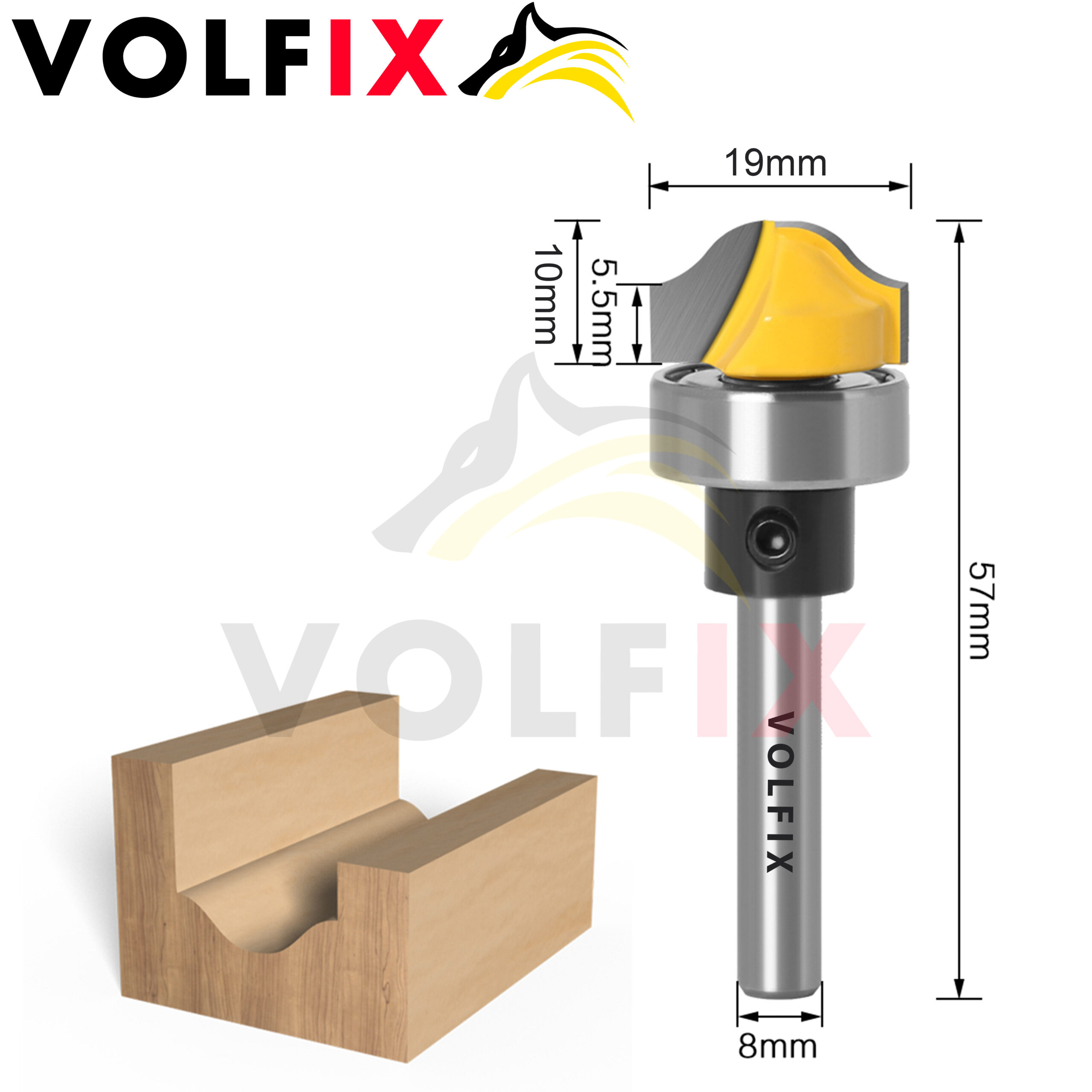 Пазова фасонна фреза з підшипником VOLFIX FZ-120-260 d8 для фільонки, перил, штапика