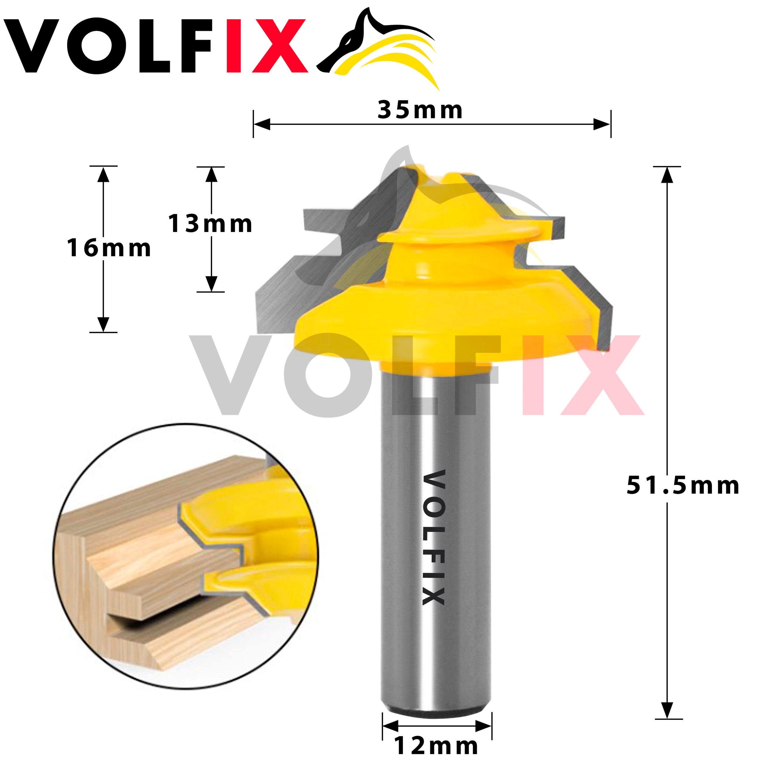 Фреза VOLFIX FZ-120-551 d12 для кутового зрощування деревини