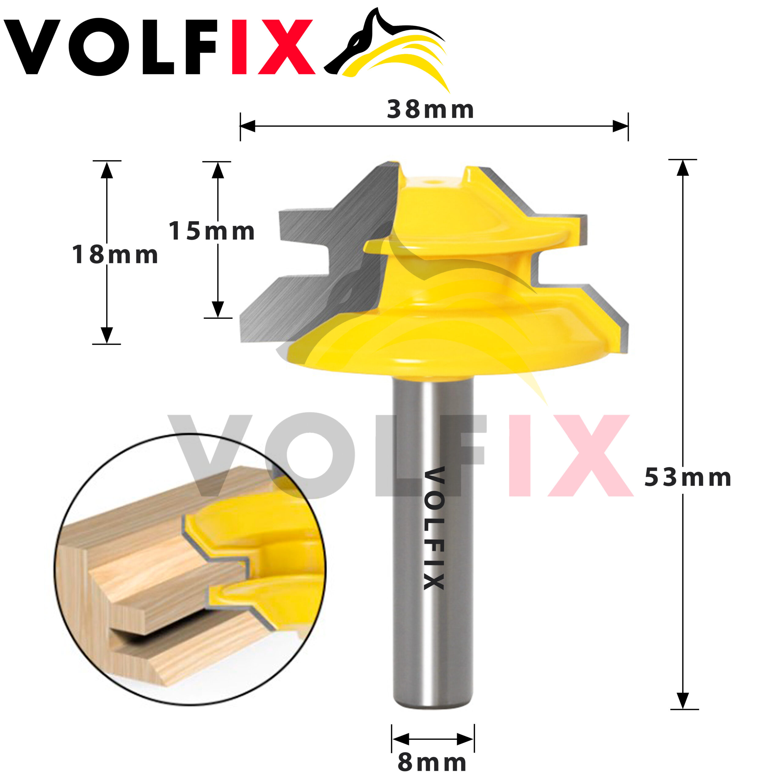 Фреза VOLFIX FZ-120-552 d8 для кутового зрощування деревини