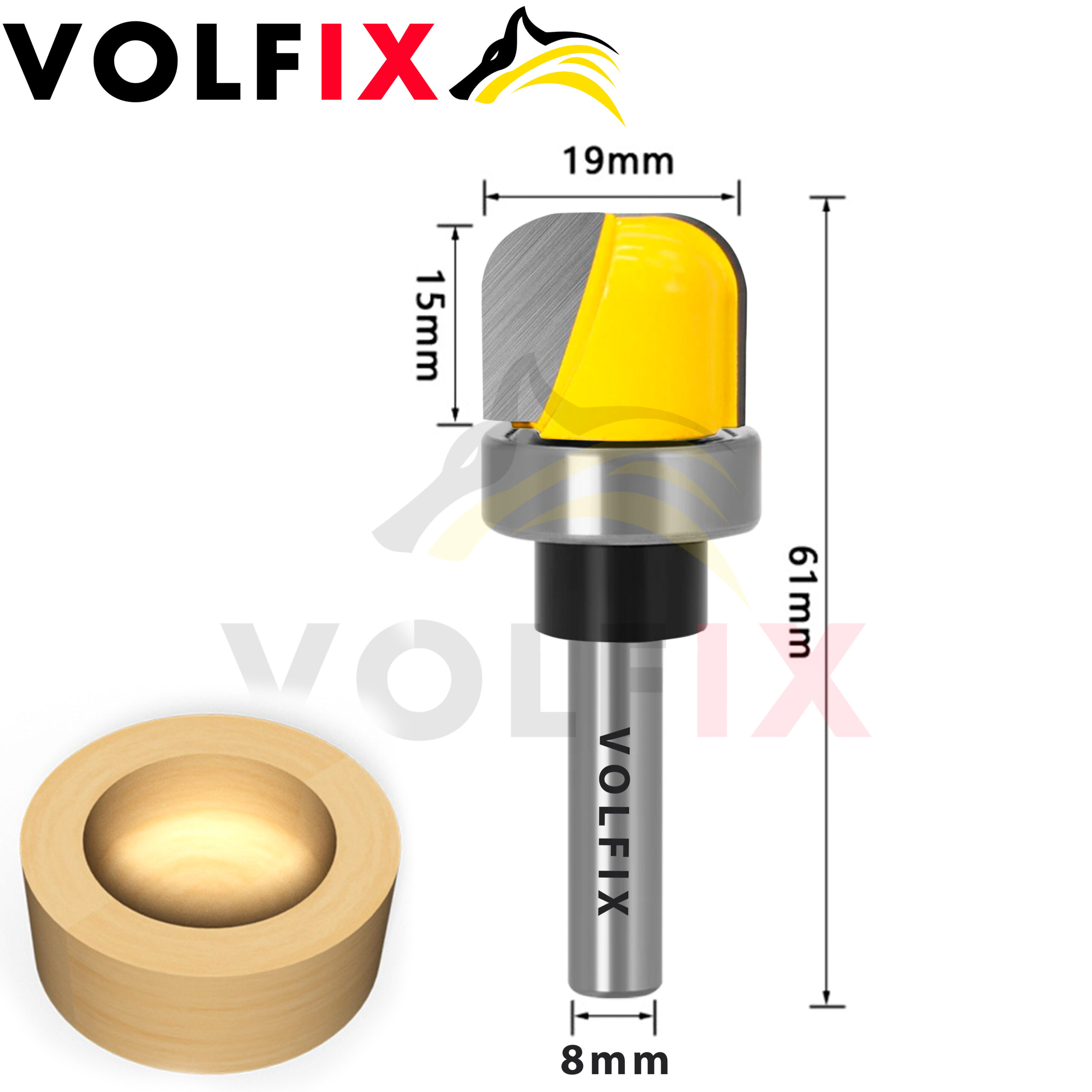 Пазова фасонна фреза з підшипником VOLFIX FZ-120-255 d8 для виготовлення жолобків тарілок чаш лотків підносів