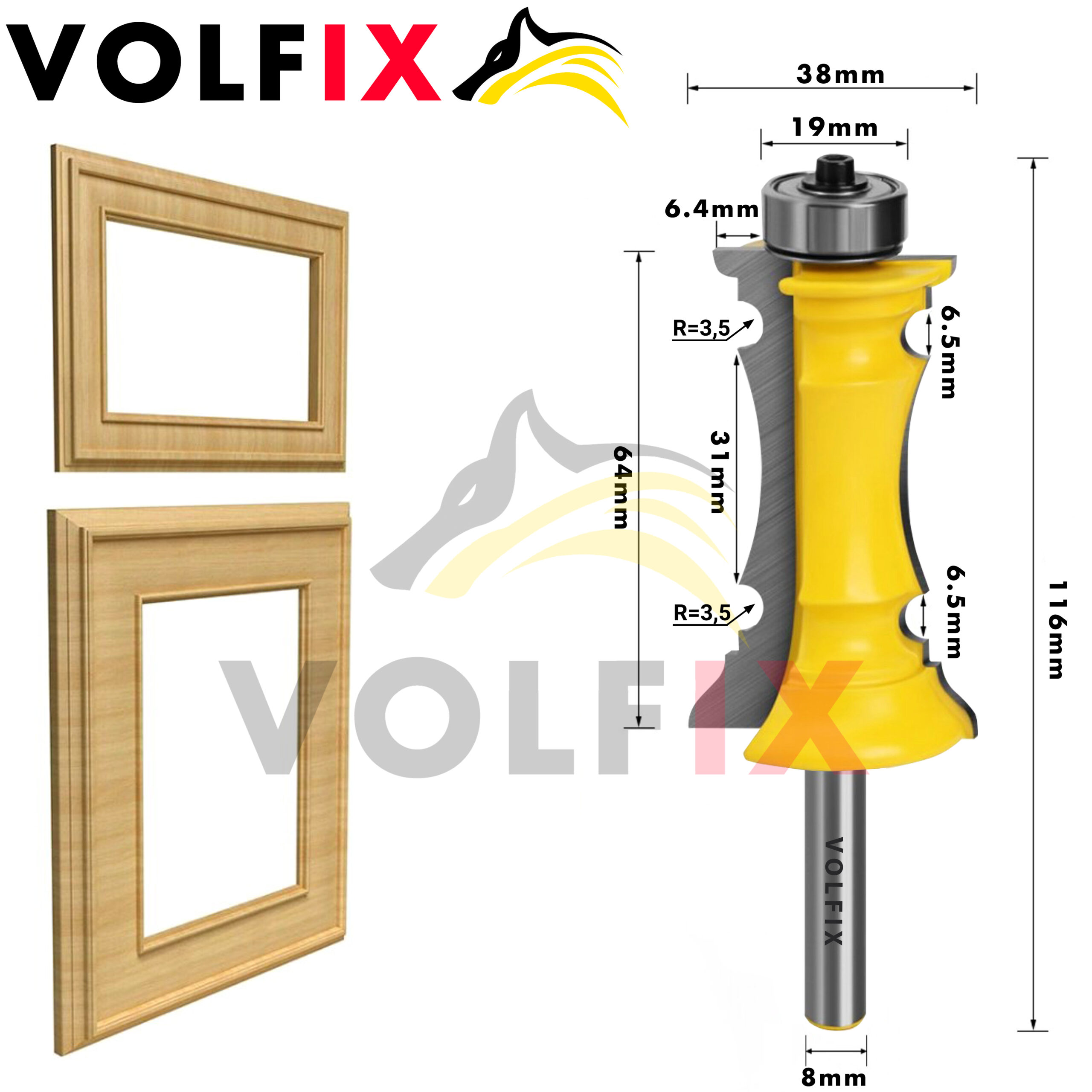 Фігурна кромкова фреза VOLFIX FZ-120-215 d8 h64