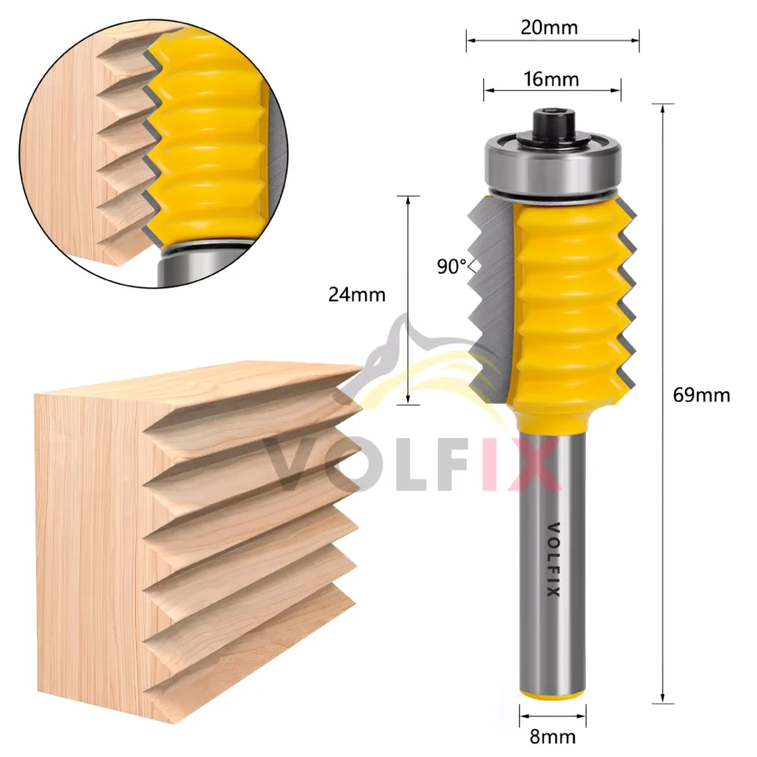 Фреза для зрощування деревини по ширині (мікрошип) VOLFIX FZ-120-511 d8