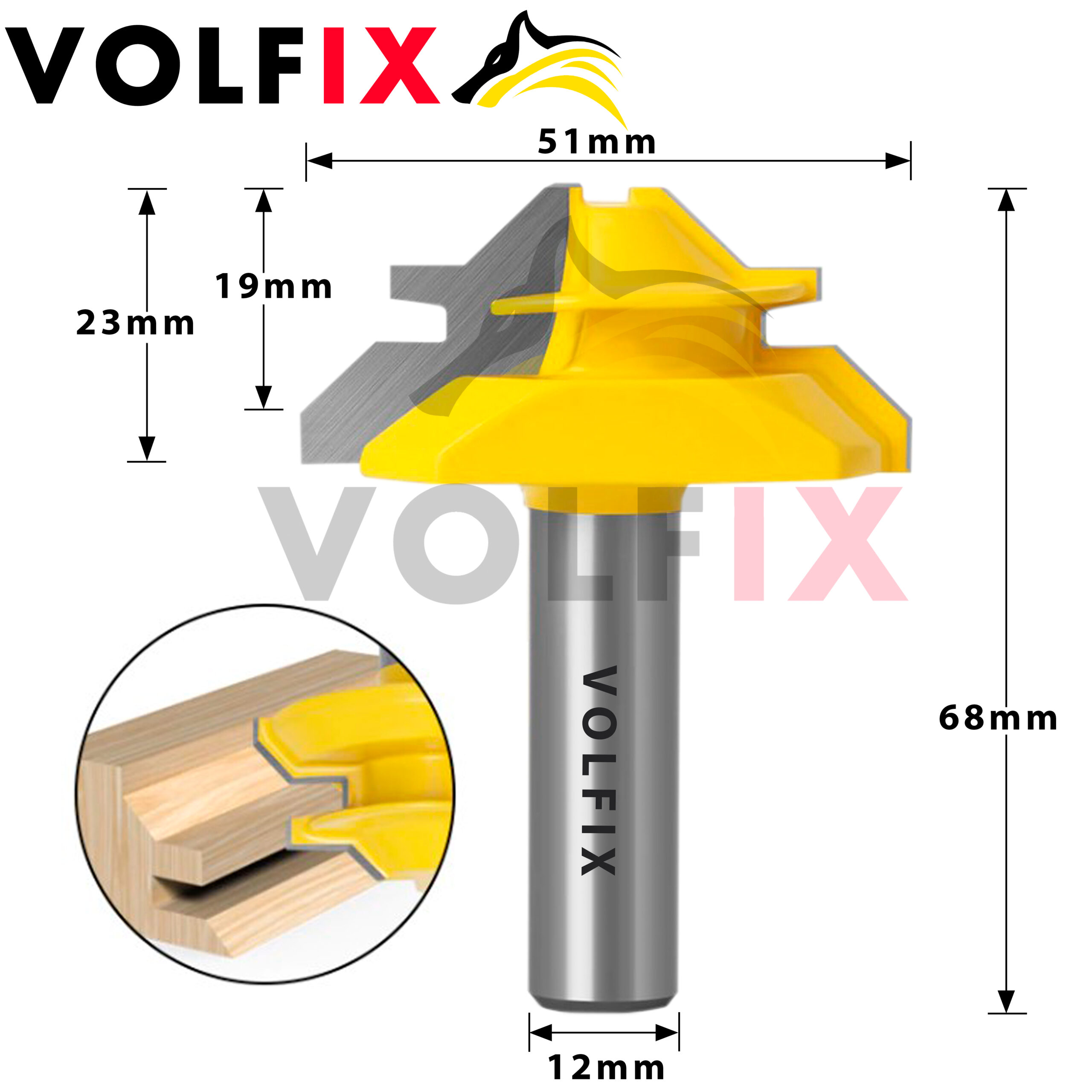 Фреза VOLFIX FZ-120-553 d12 для кутового зрощування деревини