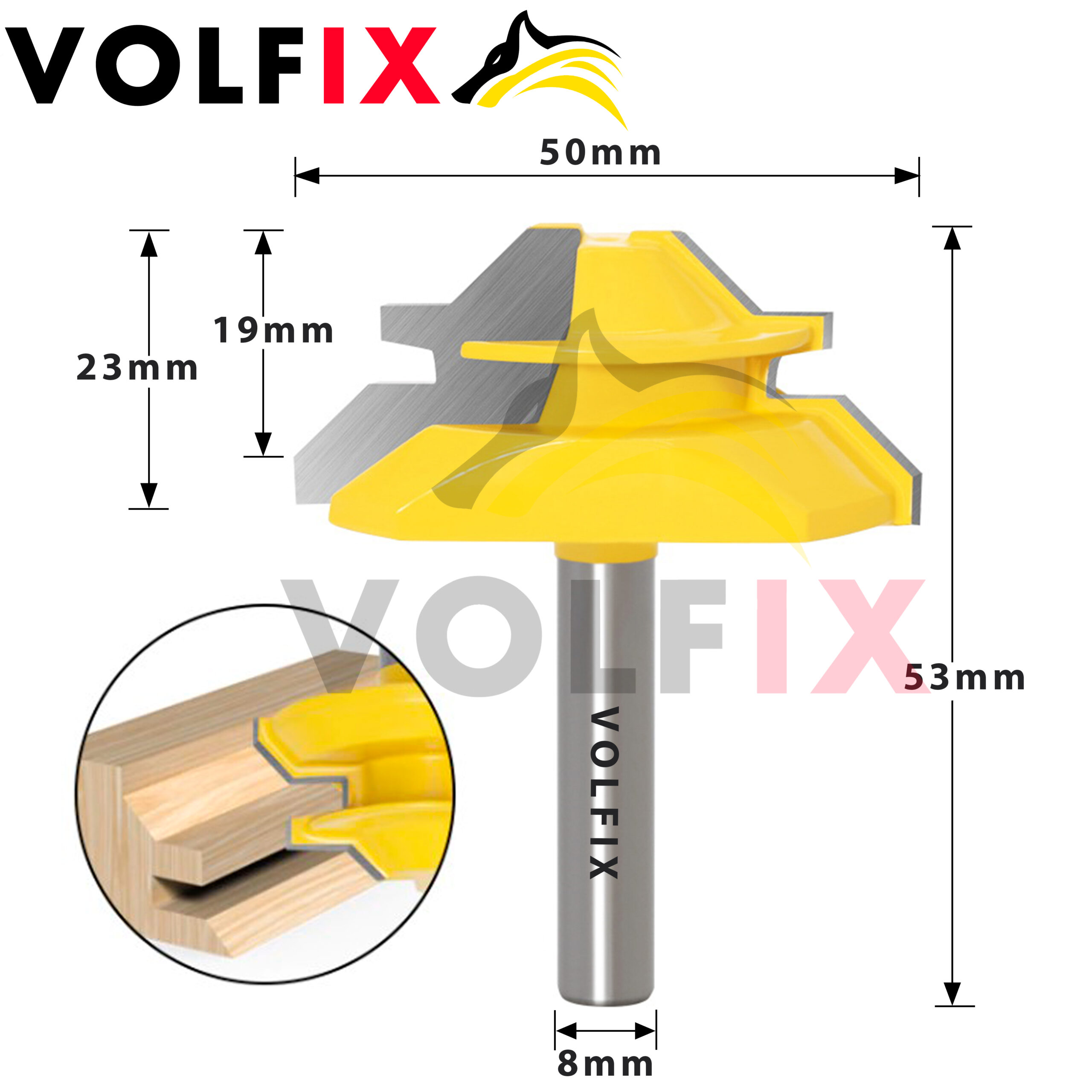 Фреза VOLFIX FZ-120-553 d8 для кутового зрощування деревини