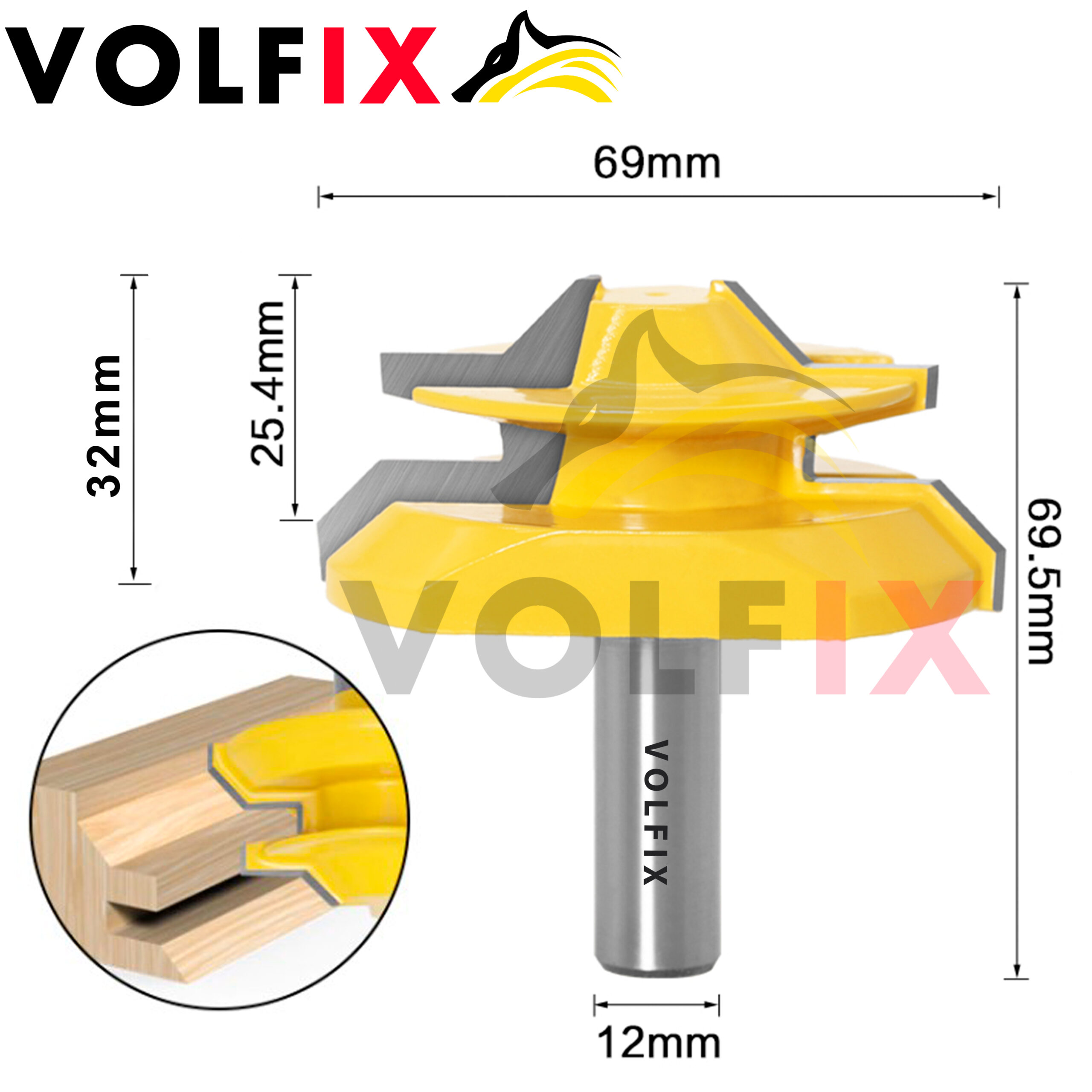 Фреза VOLFIX FZ-120-554 d12 для кутового зрощування деревини