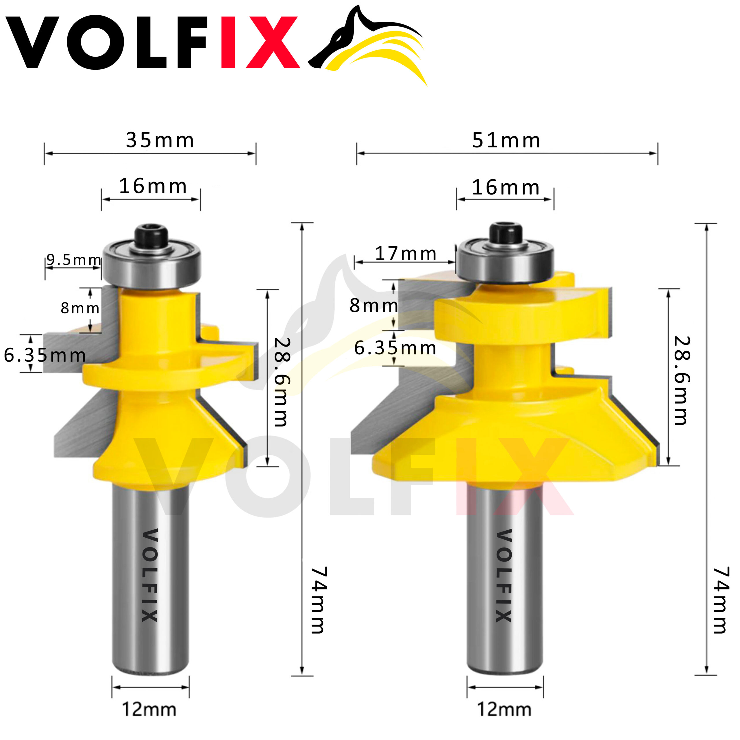 Фрези для вагонки VOLFIX FZ-120-800 d12 пазо-шипова фреза для обшивальної дошки