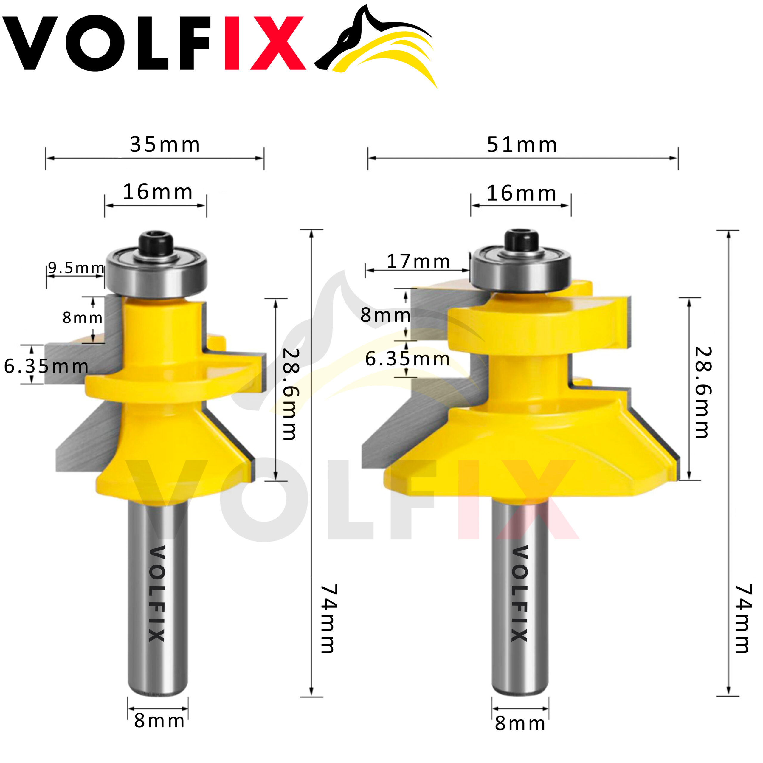 Фрези для вагонки VOLFIX FZ-120-800 d8 пазо-шипова фреза для обшивальної дошки