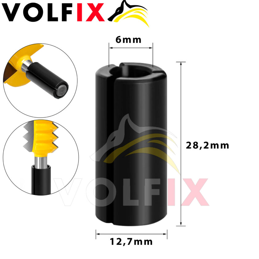 Втулка перехідна для фрез VOLFIX с 12,7 на 6 мм