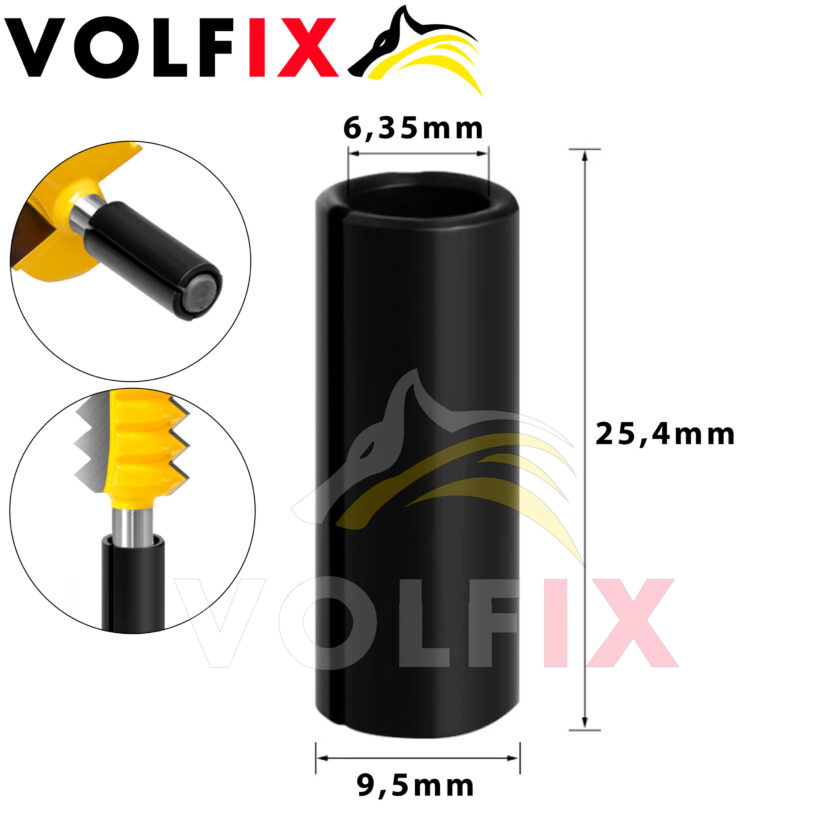 Втулка перехідна для фрез VOLFIX с 9,5 на 6,35 мм