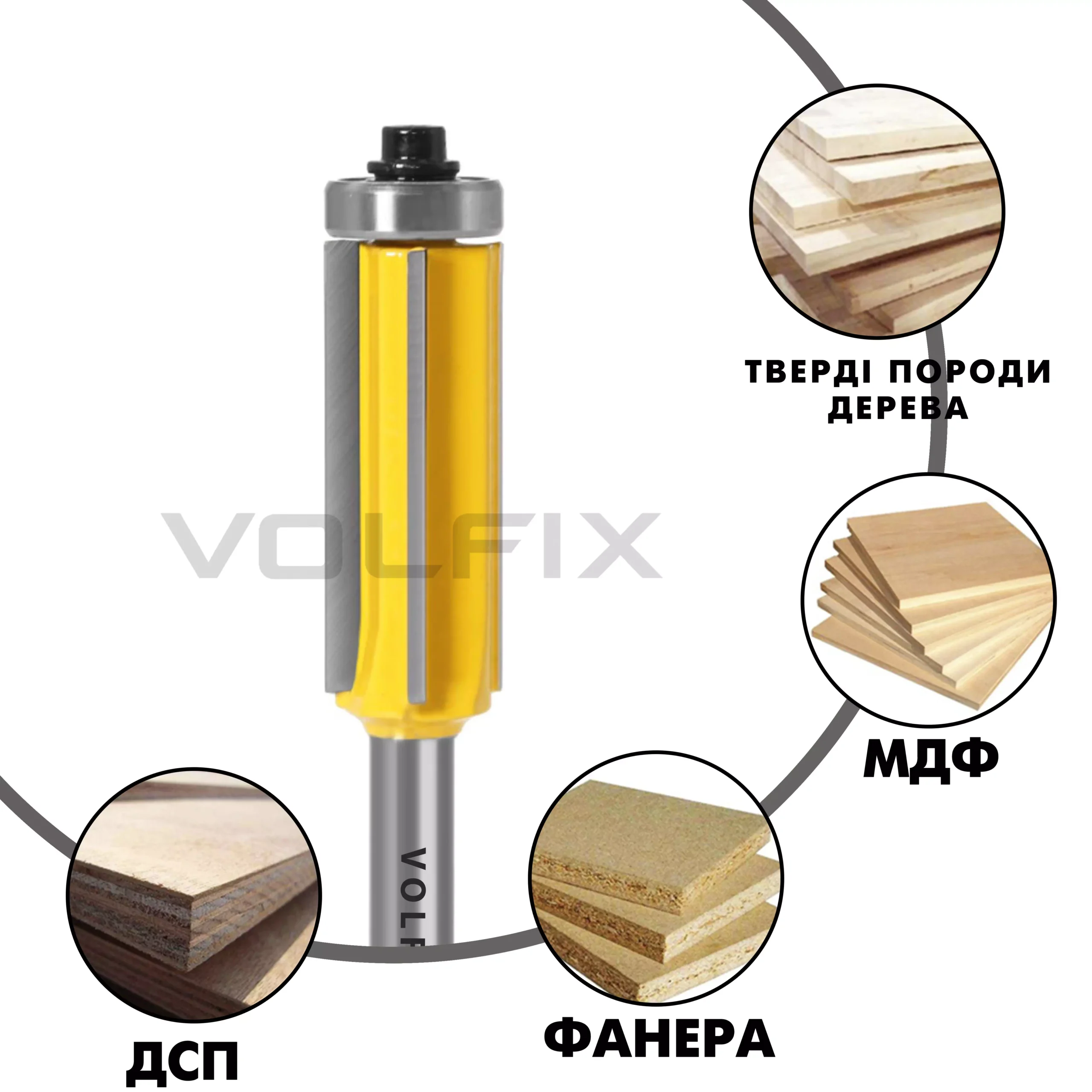 Фреза обкаточна пряма з нижнім підшипником VOLFIX FZ-120-422 d8