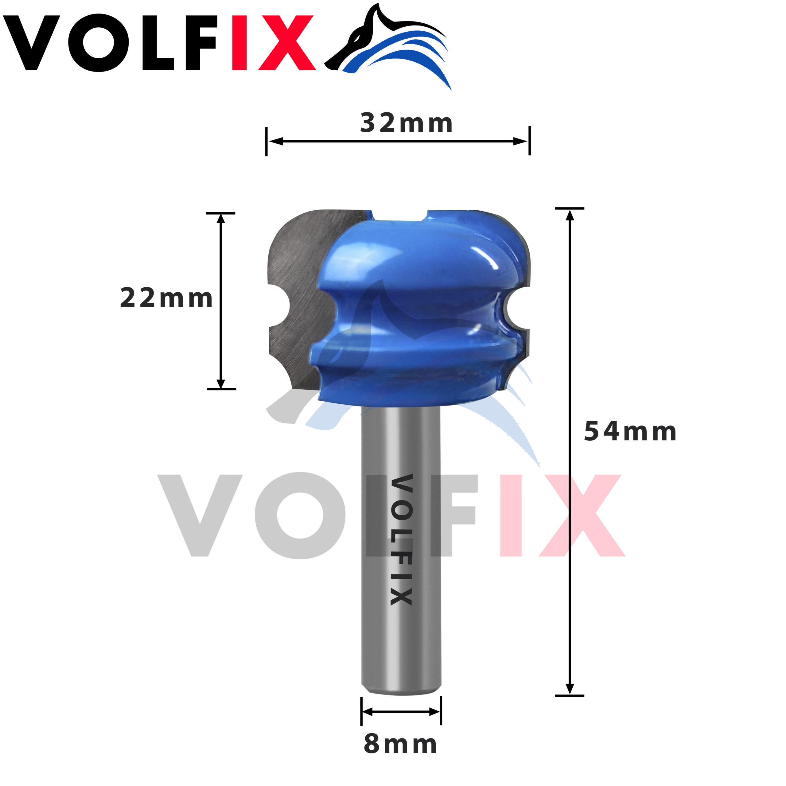 Пазова галтельна фреза VOLFIX FZ-120-262 d8 для фільонки, перил, штапика