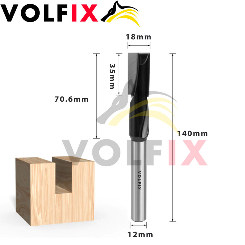 Фреза погружна пряма пазова VOLFIX FZ-140 D18 d12 H140 h35