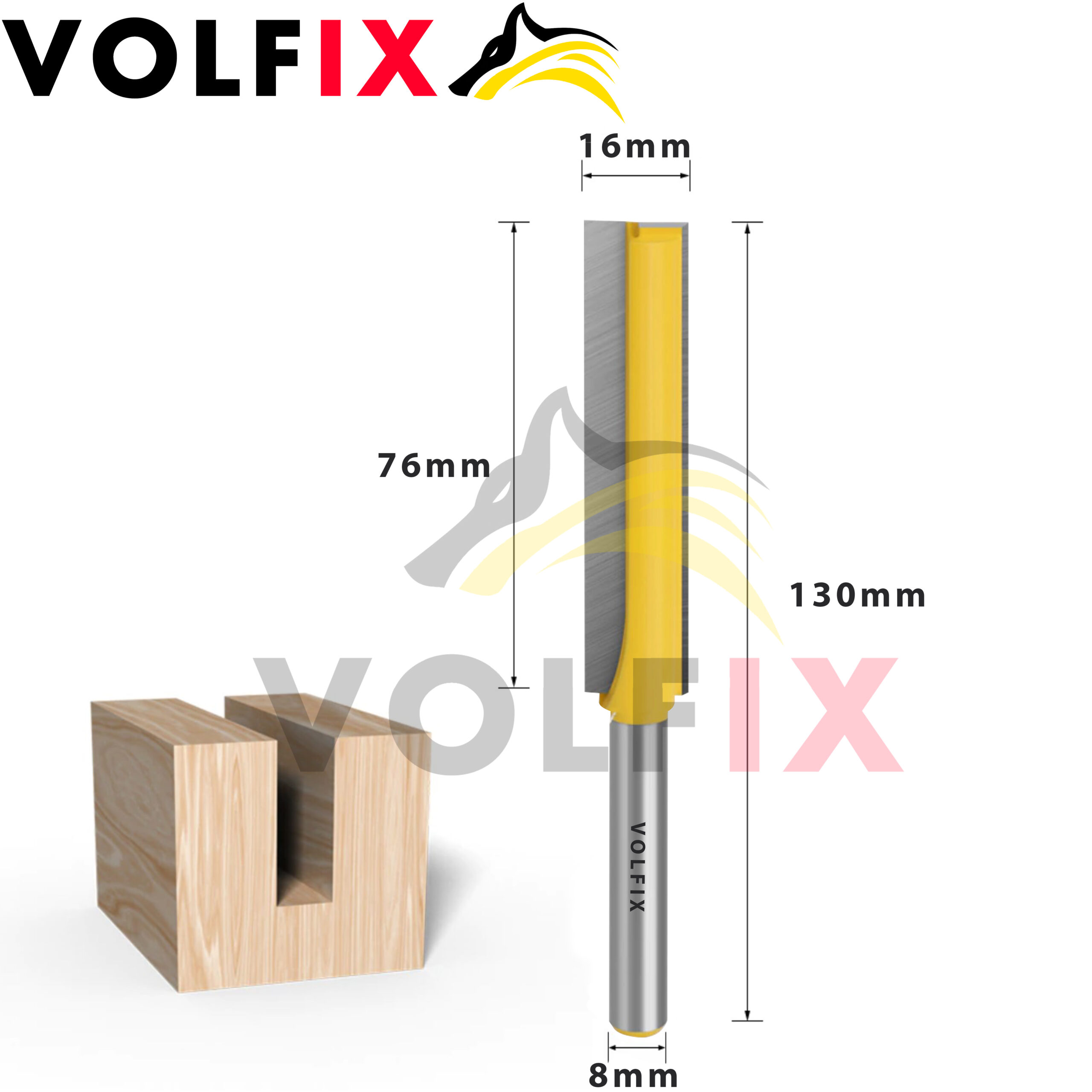 D16 h76 H130 d8 фреза для врізання замка VOLFIX FZ-130 D16 d8