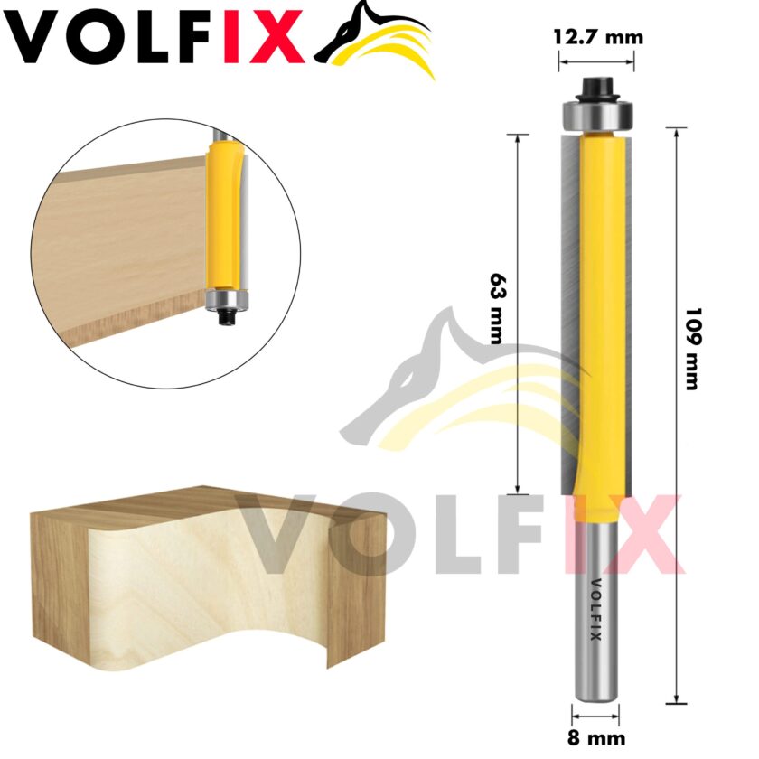 Фреза обкаточна пряма з нижнім підшипником VOLFIX FZ-120-227 d8