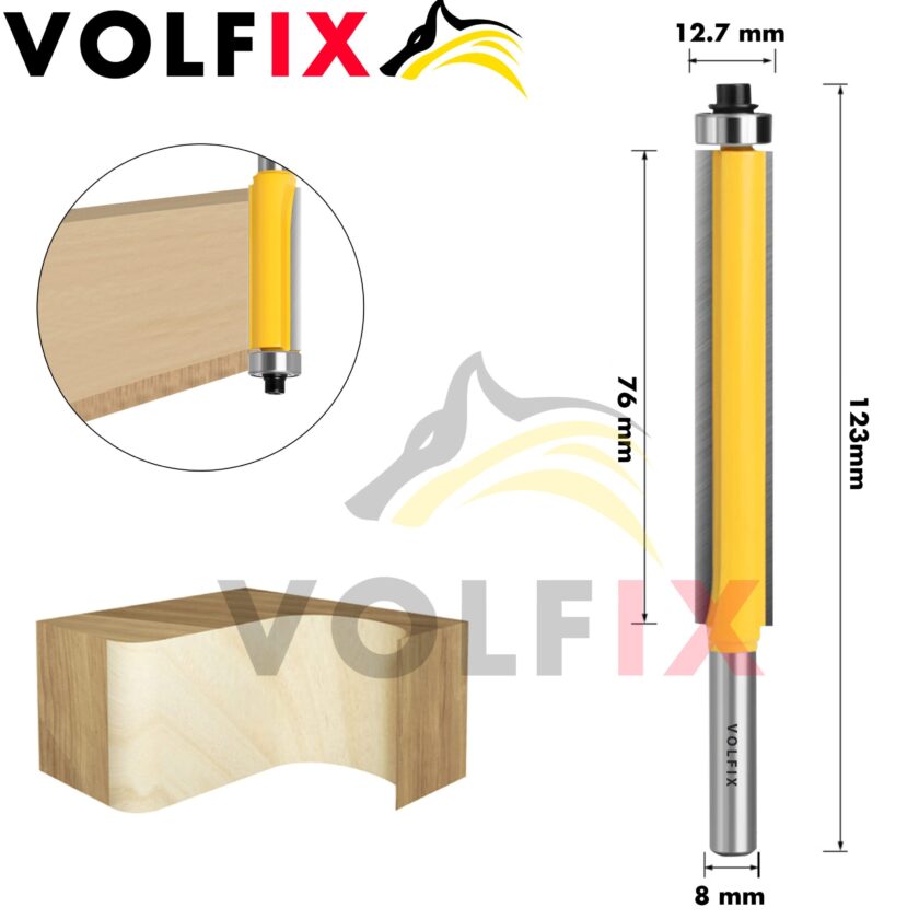 Фреза обкаточна пряма з нижнім підшипником VOLFIX FZ-120-229 d8