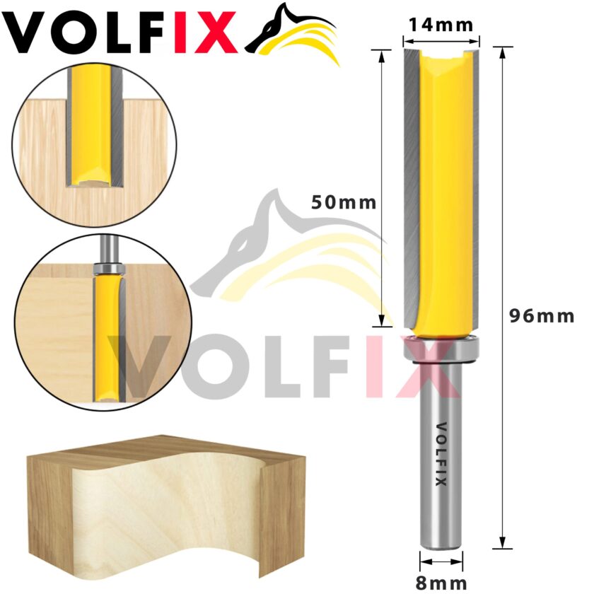 Фреза обкаточна пряма з верхнім підшипником VOLFIX FZ-120-486 h50 d8