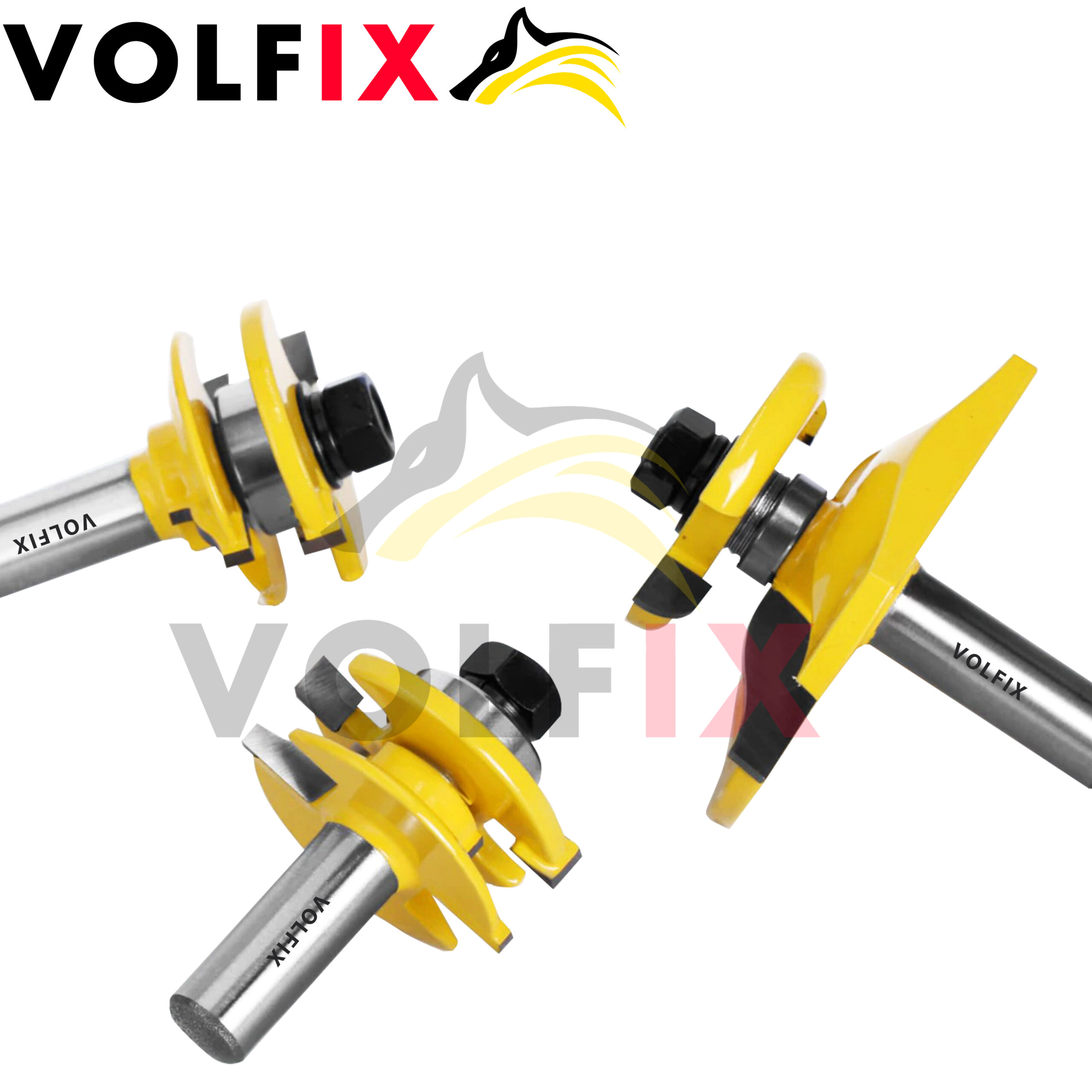 Комплект фрез №5 VOLFIX з 3-х фрез для мебельної обв'язки з фільонкою