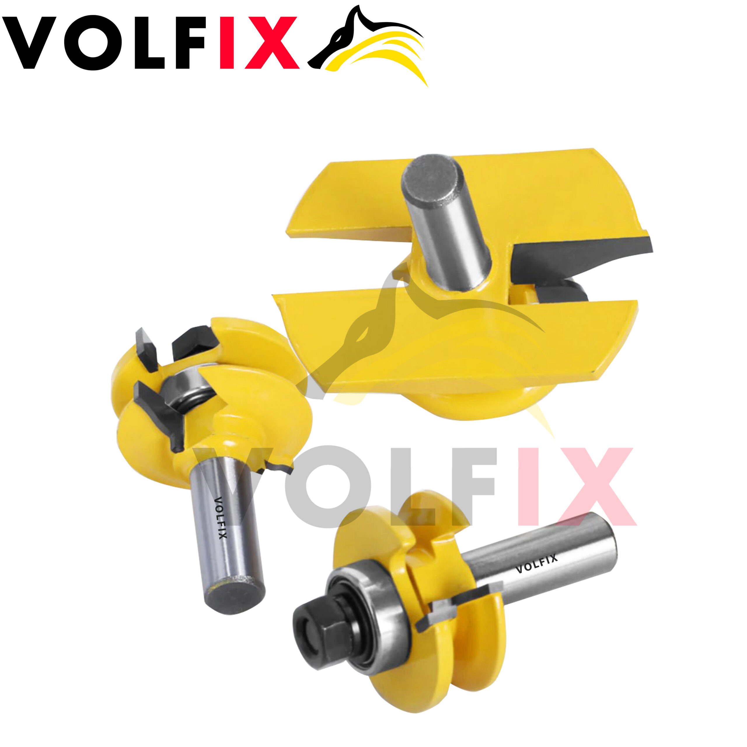 Комплект фрез №5 VOLFIX з 3-х фрез для мебельної обв'язки з фільонкою