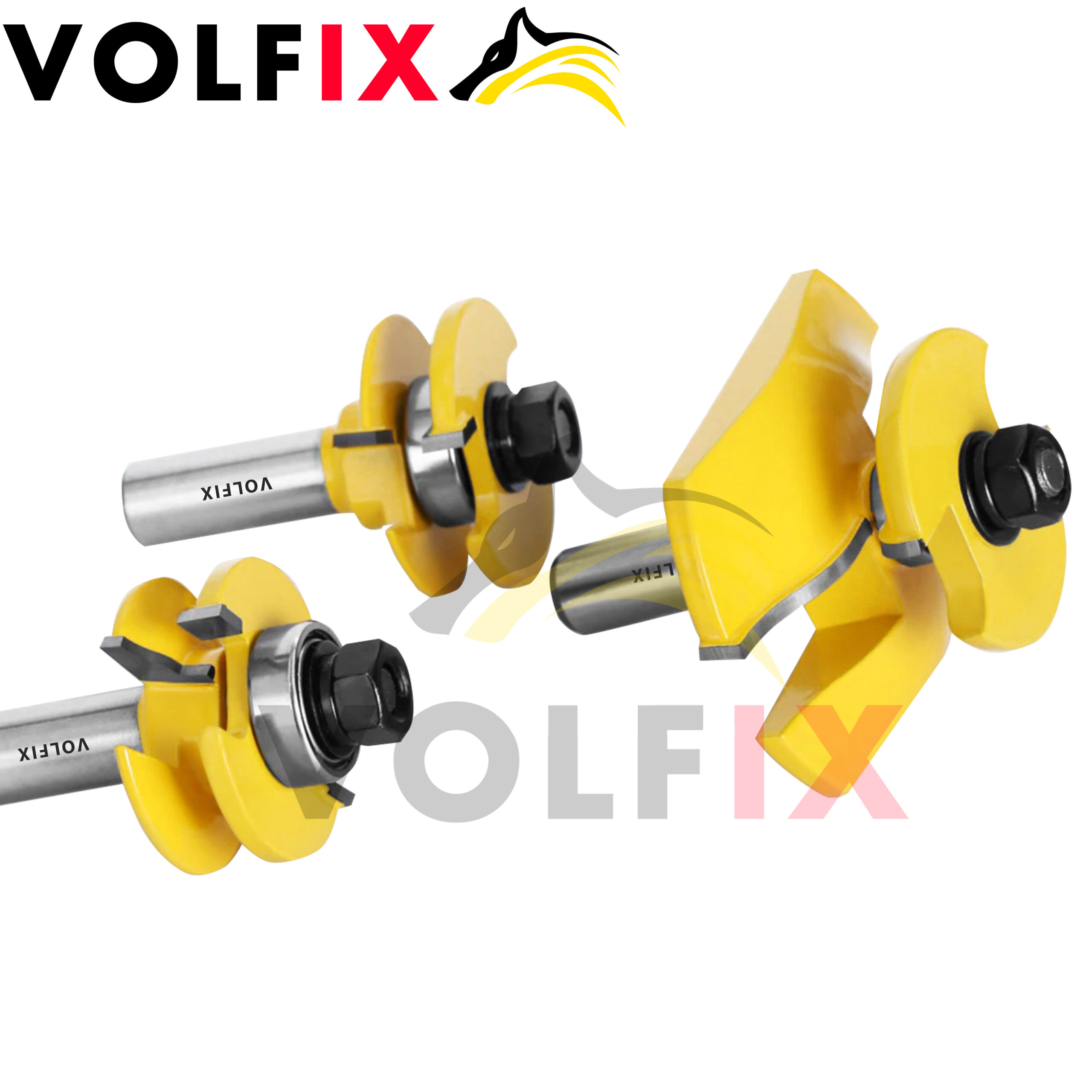 Комплект фрез №5 VOLFIX з 3-х фрез для мебельної обв'язки з фільонкою