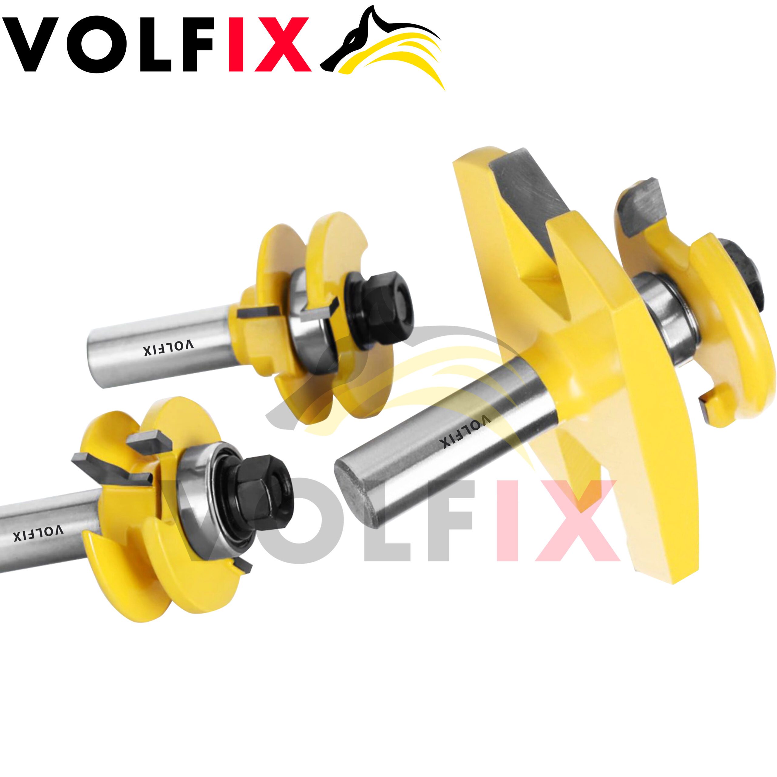 Комплект фрез №7 VOLFIX з 3-х фрез для мебельної обв'язки з фільонкою