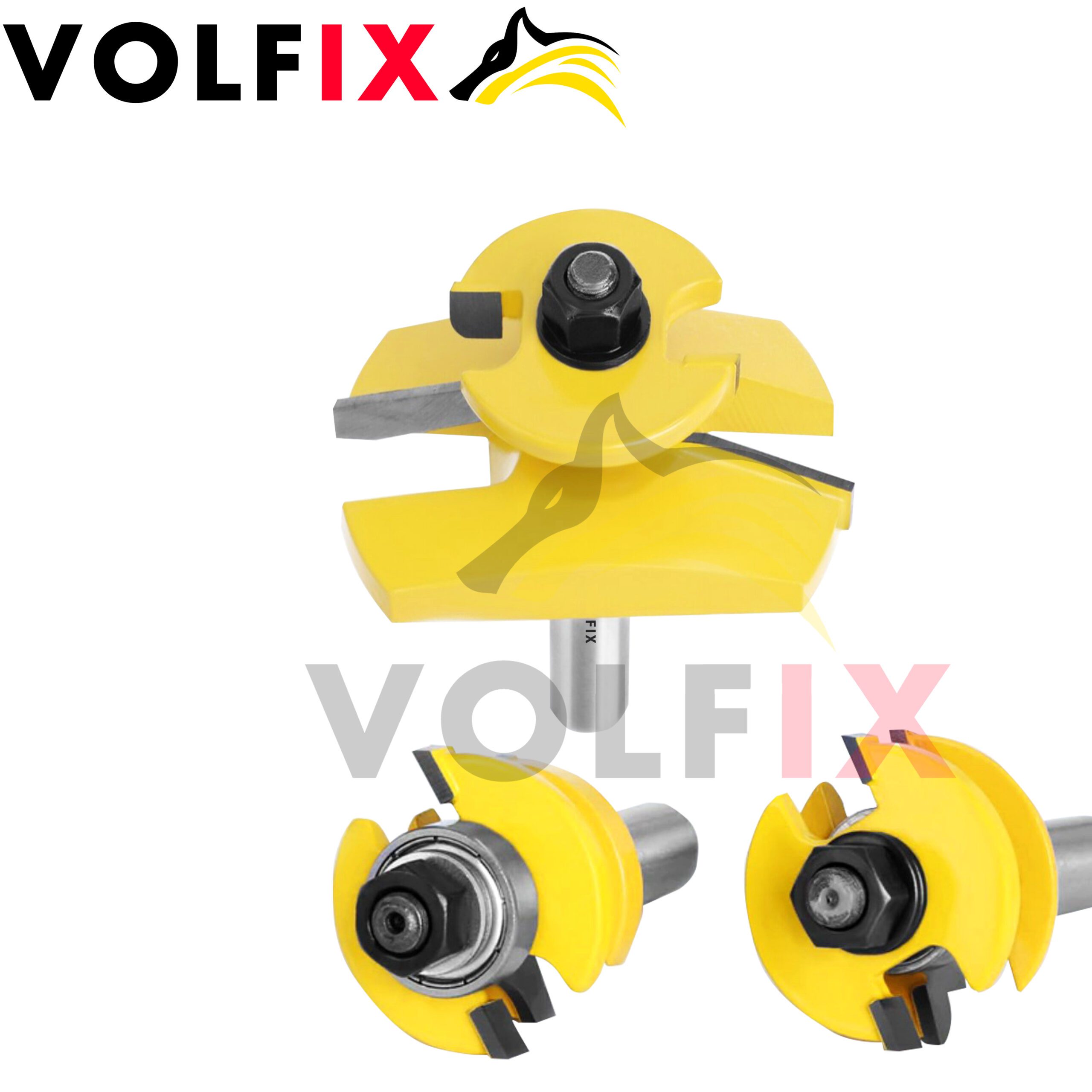 Комплект фрез №8 VOLFIX з 3-х фрез для мебельної обв'язки з фільонкою