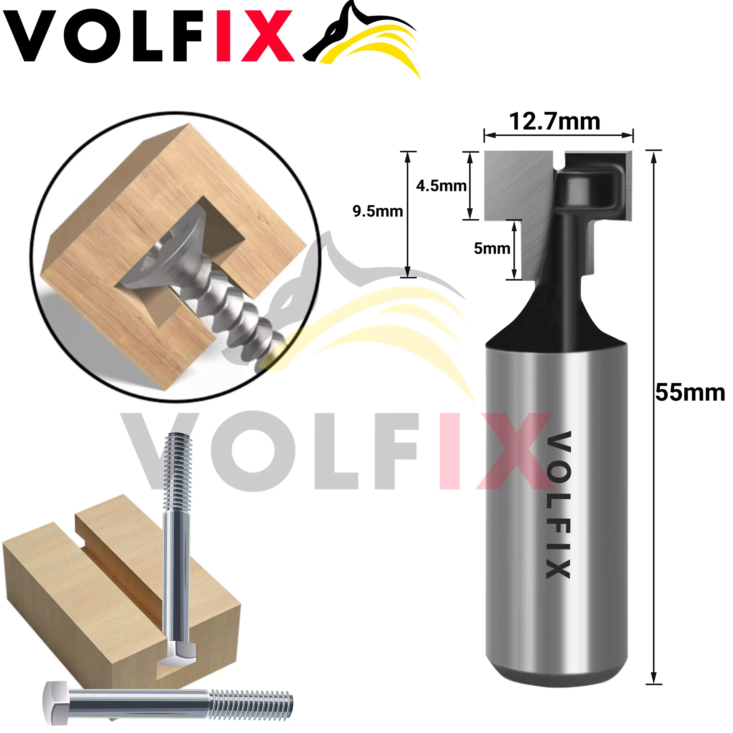 Т-образна пазовая фреза VOLFIX FZ-120-355 d12 D12,7