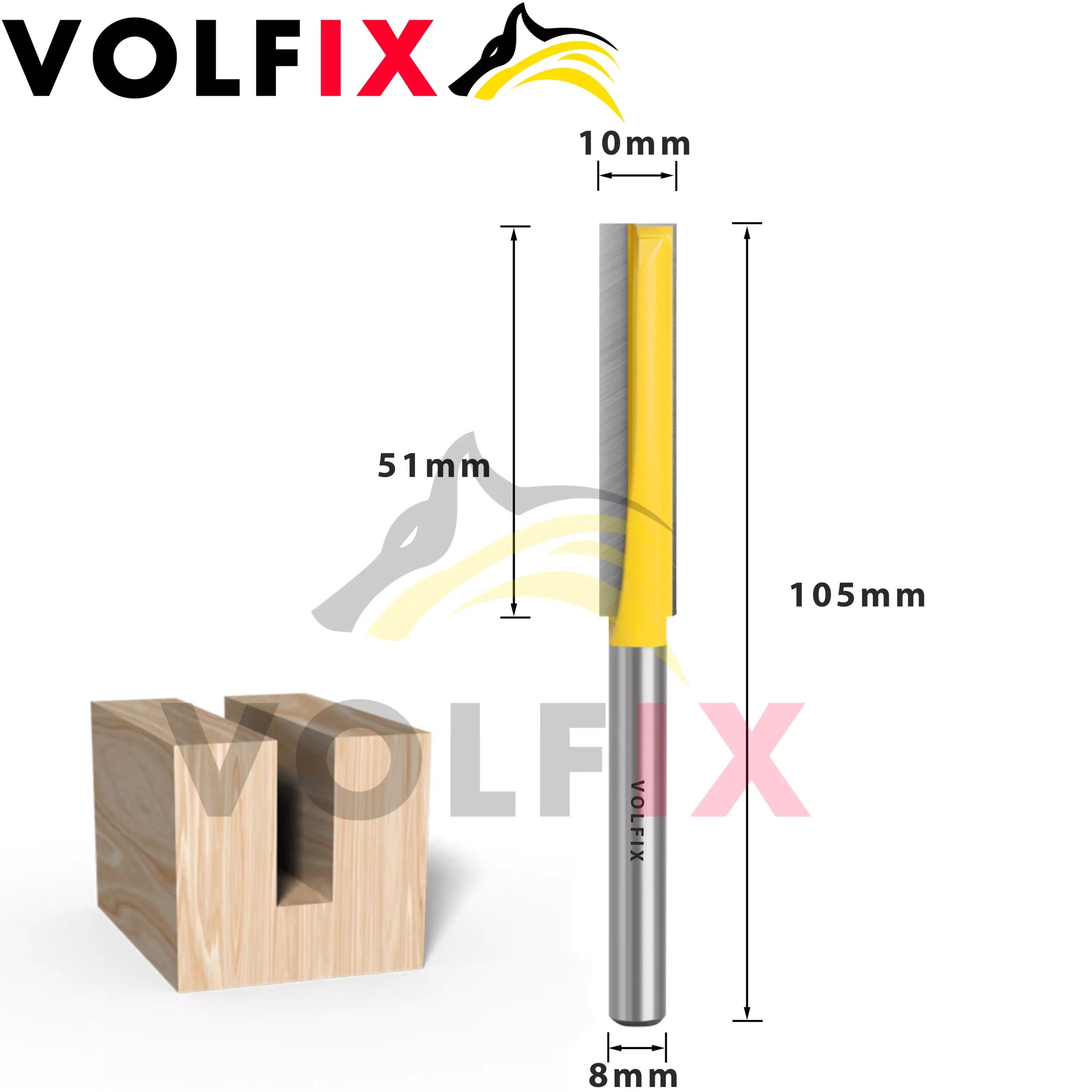 D10 h51 H105 d8 фреза для врізання замка VOLFIX FZ-105 D10 d8
