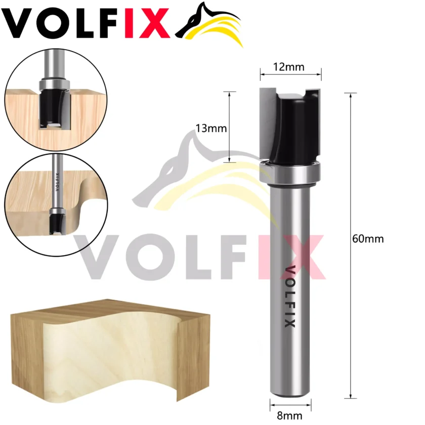 Фреза обкаточна пряма з верхнім підшипником VOLFIX FZ-120-491 d8