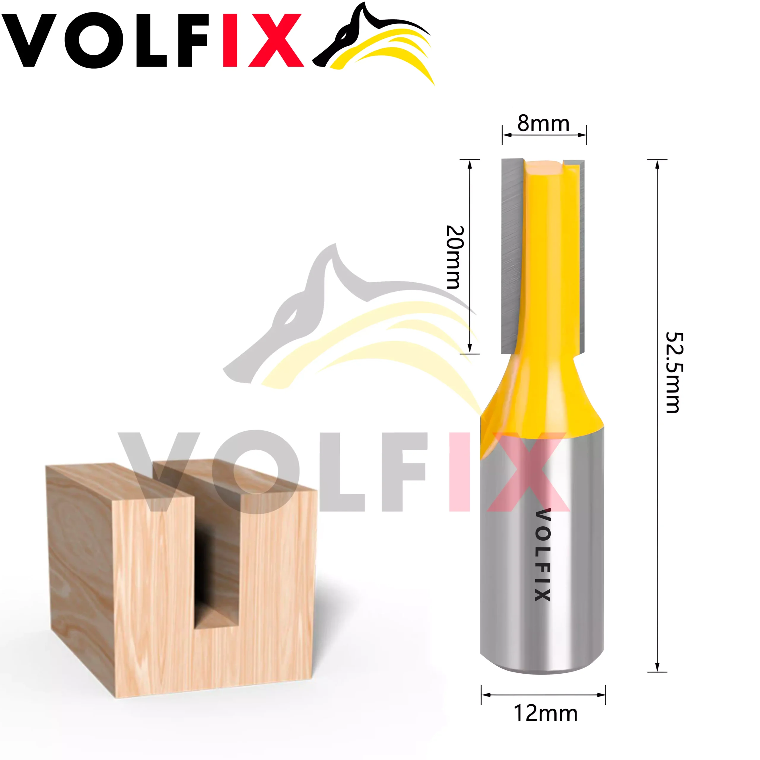 D8 h20 d12 пряма пазова фреза VOLFIX