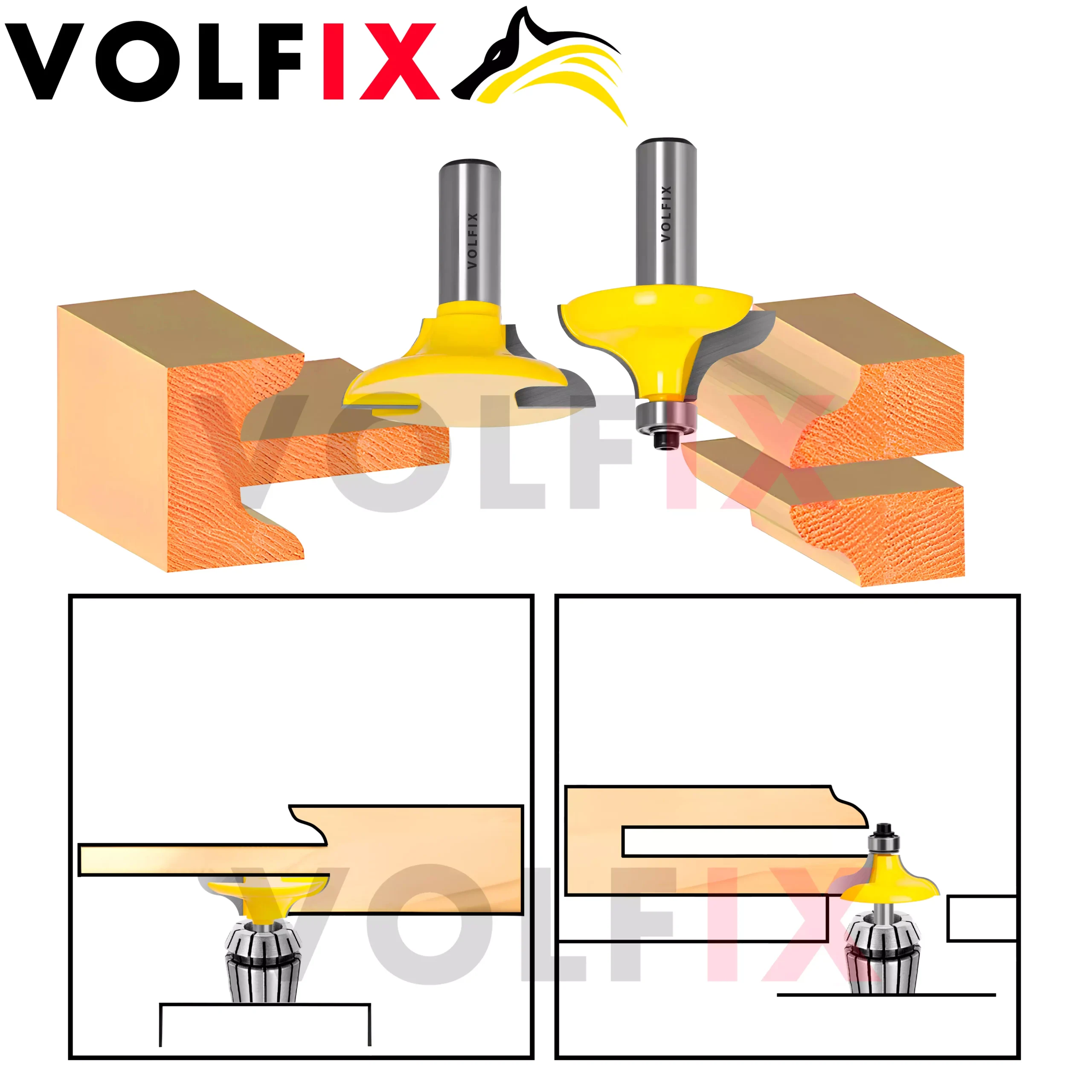 Фрези VOLFIX FZ-120-830 d12 для з'єднання стійових дверей