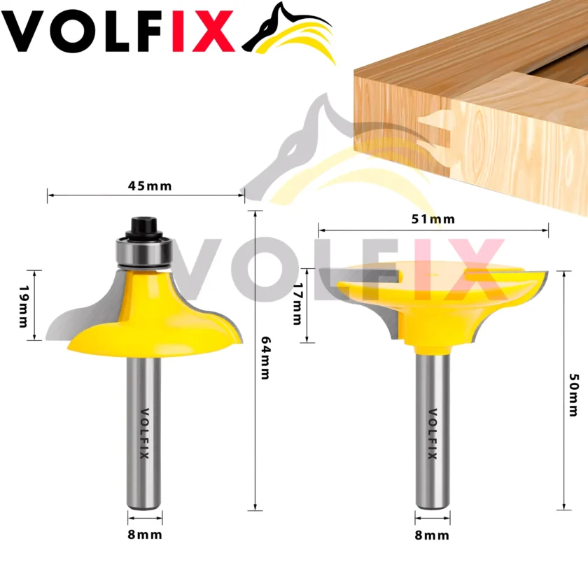 Фрези для з’єднання стійових дверей VOLFIX FZ-120-830 d8