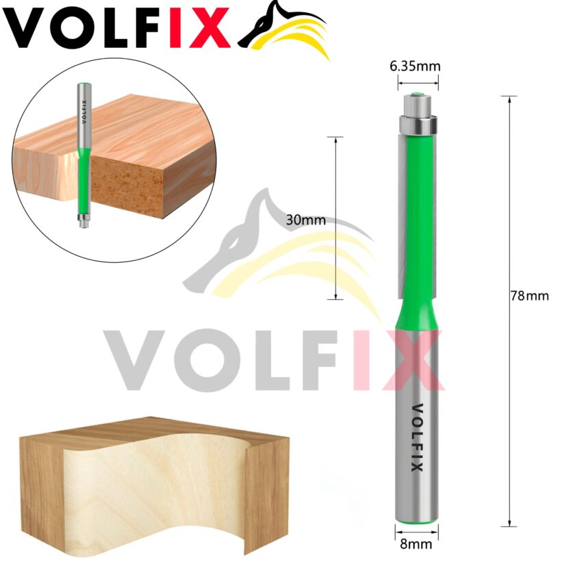 Фреза обкаточна пряма з нижнім підшипником VOLFIX FZ-20-51 d8