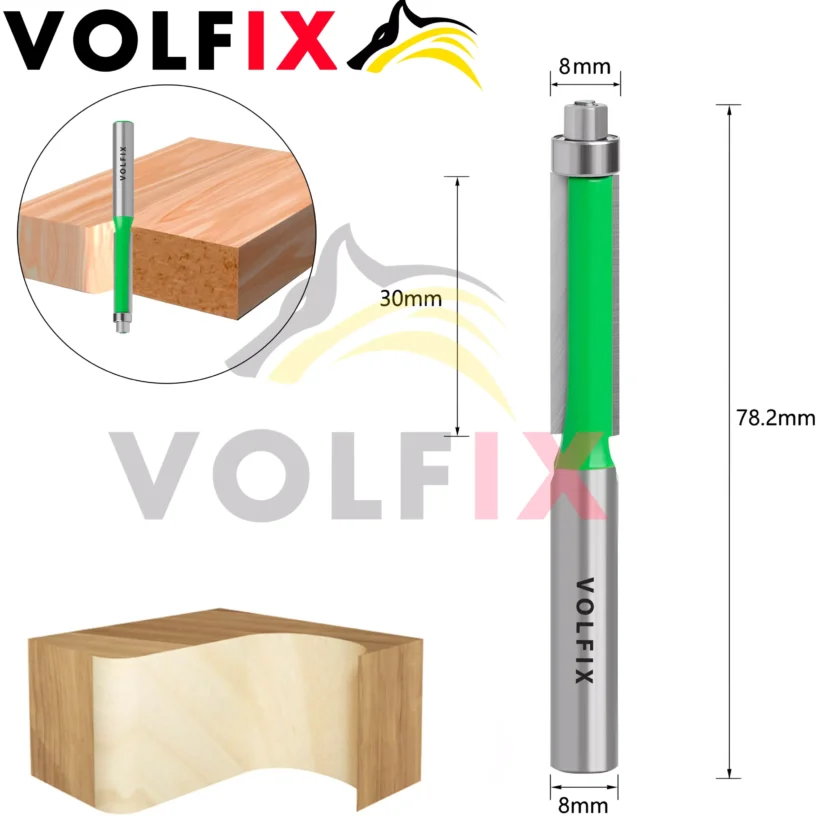 Фреза обкаточна пряма з нижнім підшипником VOLFIX FZ-20-52 d8