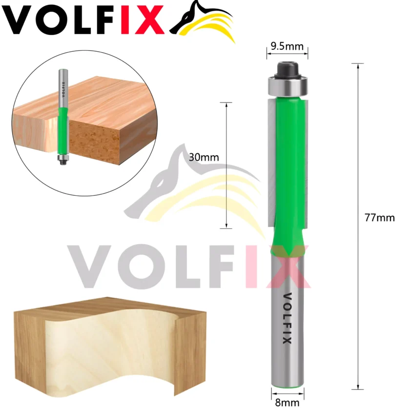 Фреза обкаточна пряма з нижнім підшипником VOLFIX FZ-20-53 d8