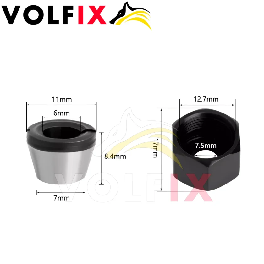 Зажимна цанга (втулка) VOLFIX з гайкою для фрез на 6 мм (VT-01)