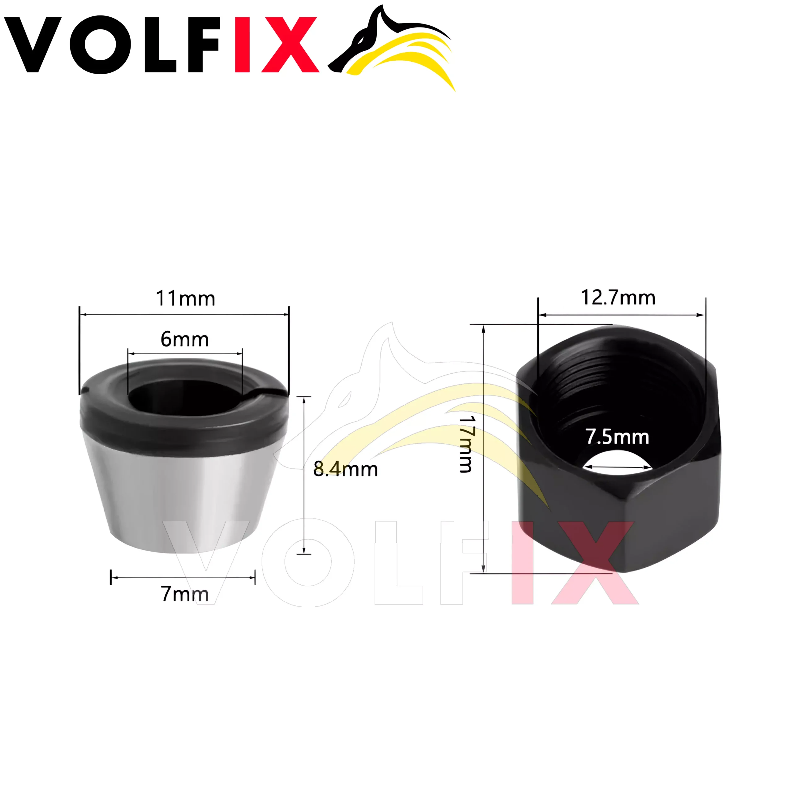 Зажимна цанга (втулка) VOLFIX з гайкою для фрез на 6 мм (VT-01)
