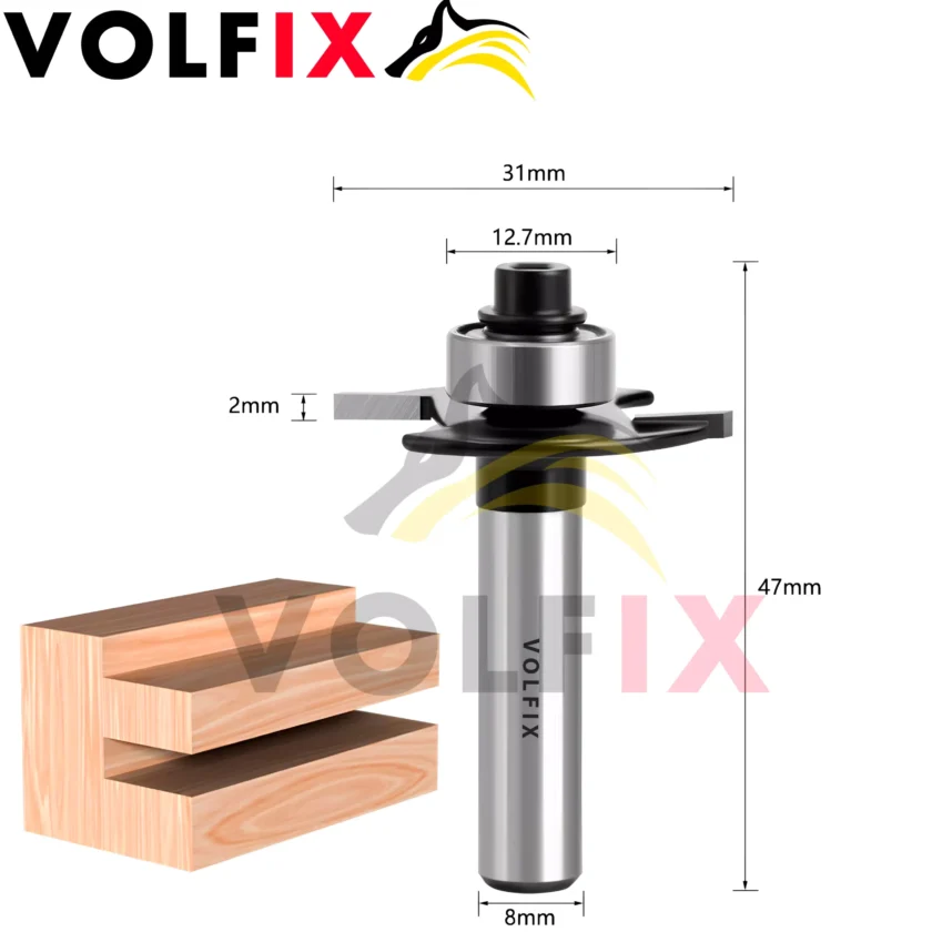 Фреза кромкова пазова для вибірки четверті VOLFIX (FZ-23) D31 h2 d8