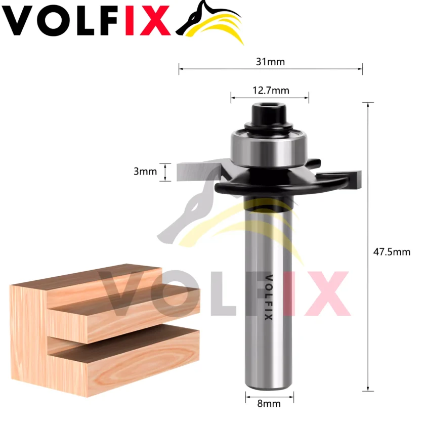Фреза кромкова пазова для вибірки четверті VOLFIX (FZ-23) D31 h3 d8