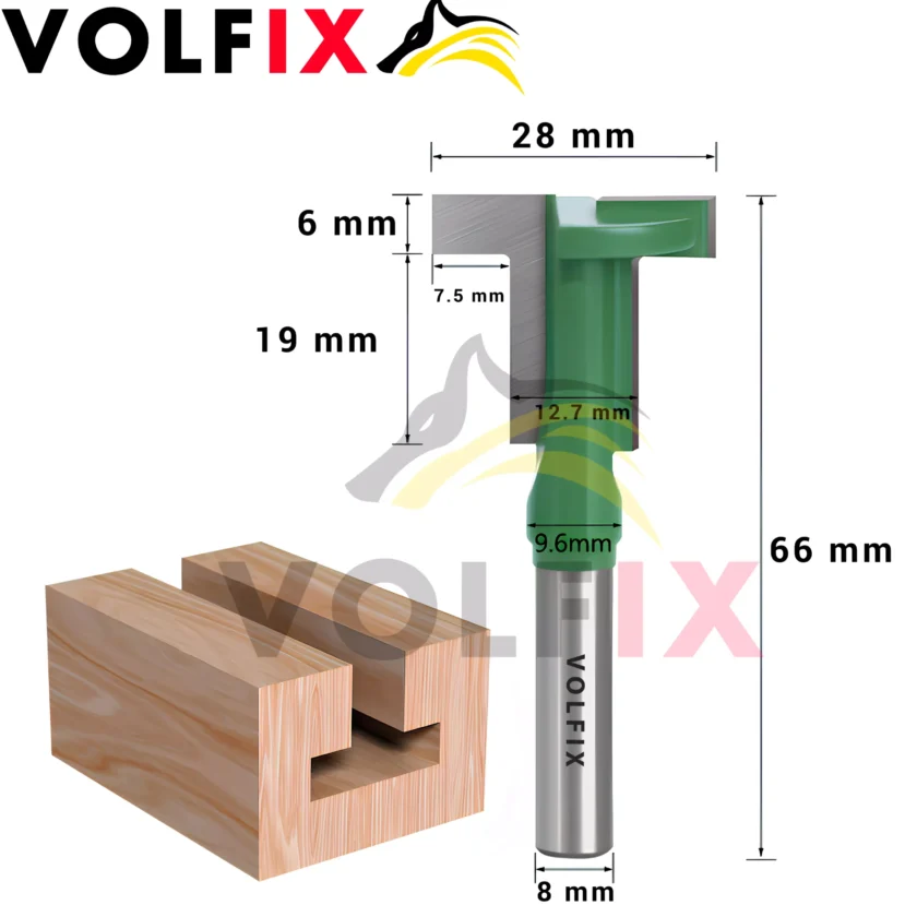 Фреза Т-образна пазова VOLFIX FZ-120-362 D28 h6 d8