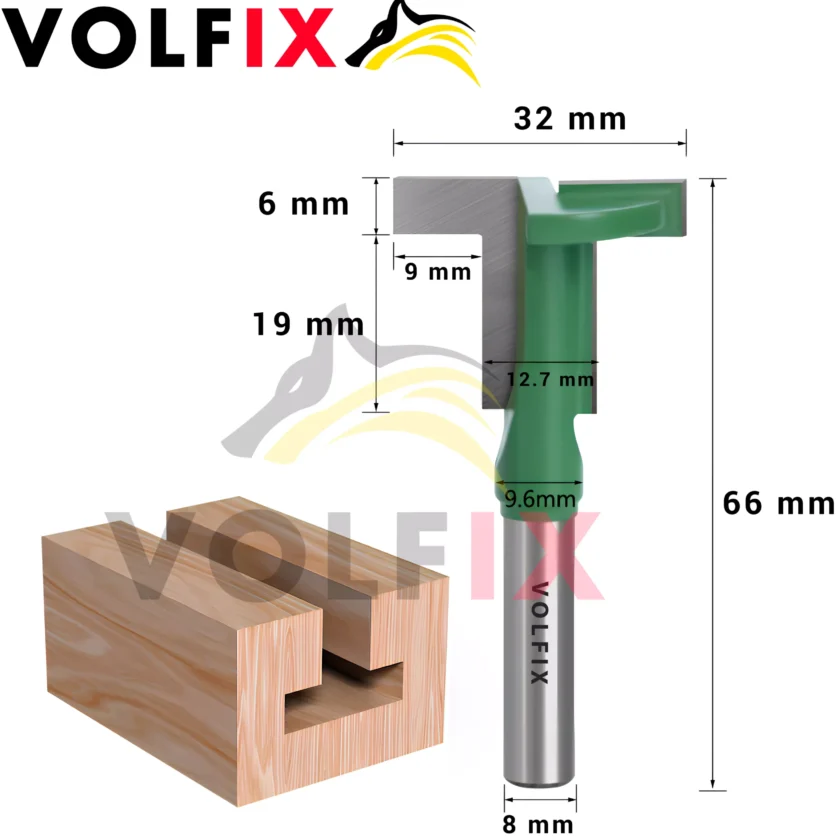 Фреза Т-образна пазова VOLFIX FZ-120-362 D32 h6 d8