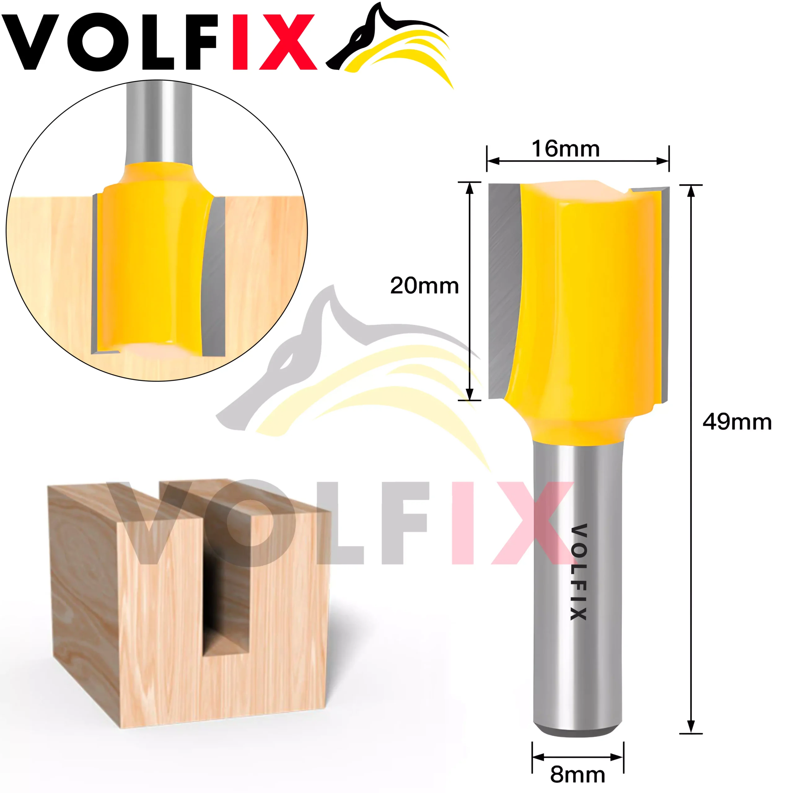 D16 h20 d8 пряма пазова фреза VOLFIX