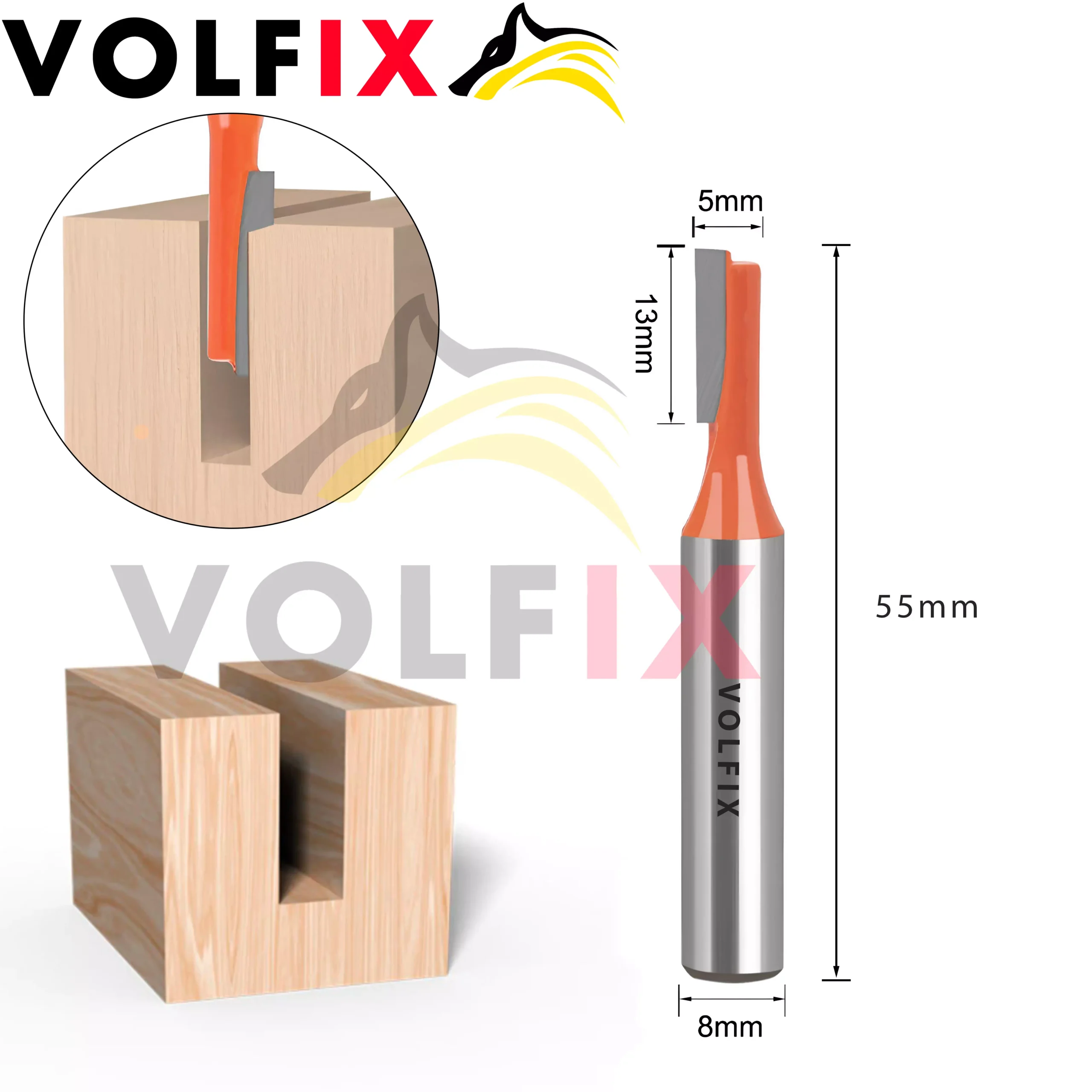 D5 h13 d8 пряма пазова фреза VOLFIX