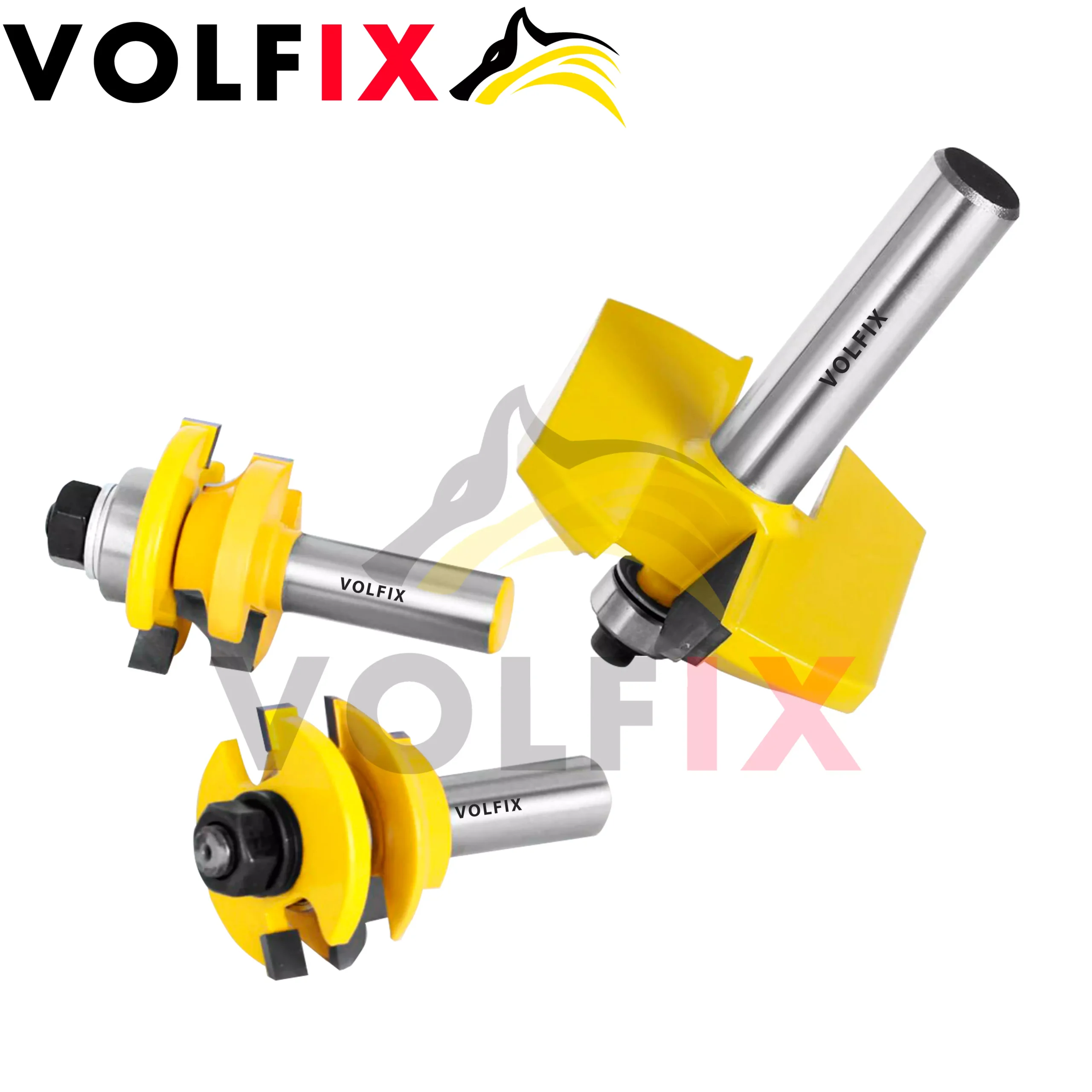 Комплект фрез №11 VOLFIX з 3-х фрез для мебельної обв'язки з фільонкою