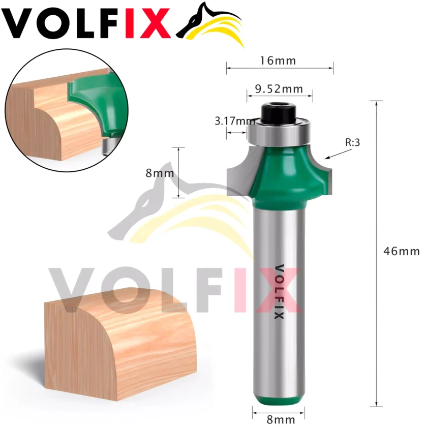 Фреза радіусна для заокруглення кромки VOLFIX R3 d8
